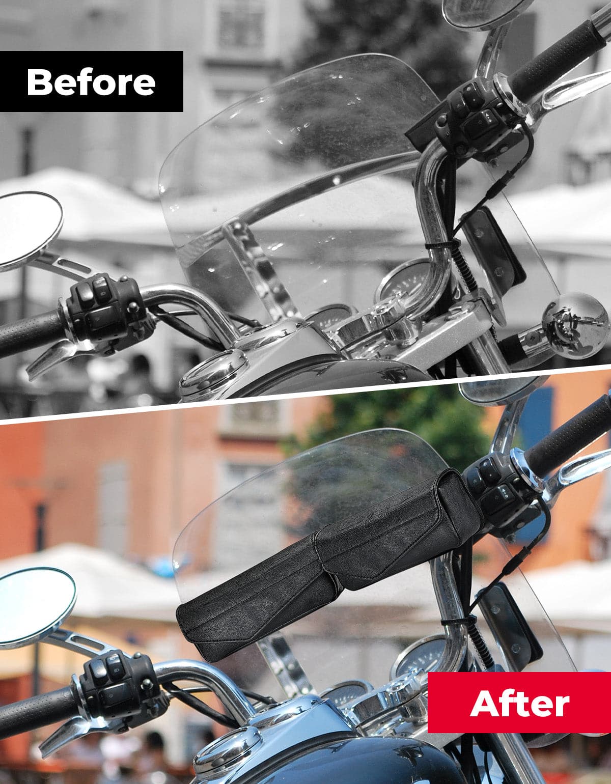 Photo of Motorcycle Windshield Bag for King-Size (2 PCS) by Kemimoto - Premium for UTVs / Side by Sides