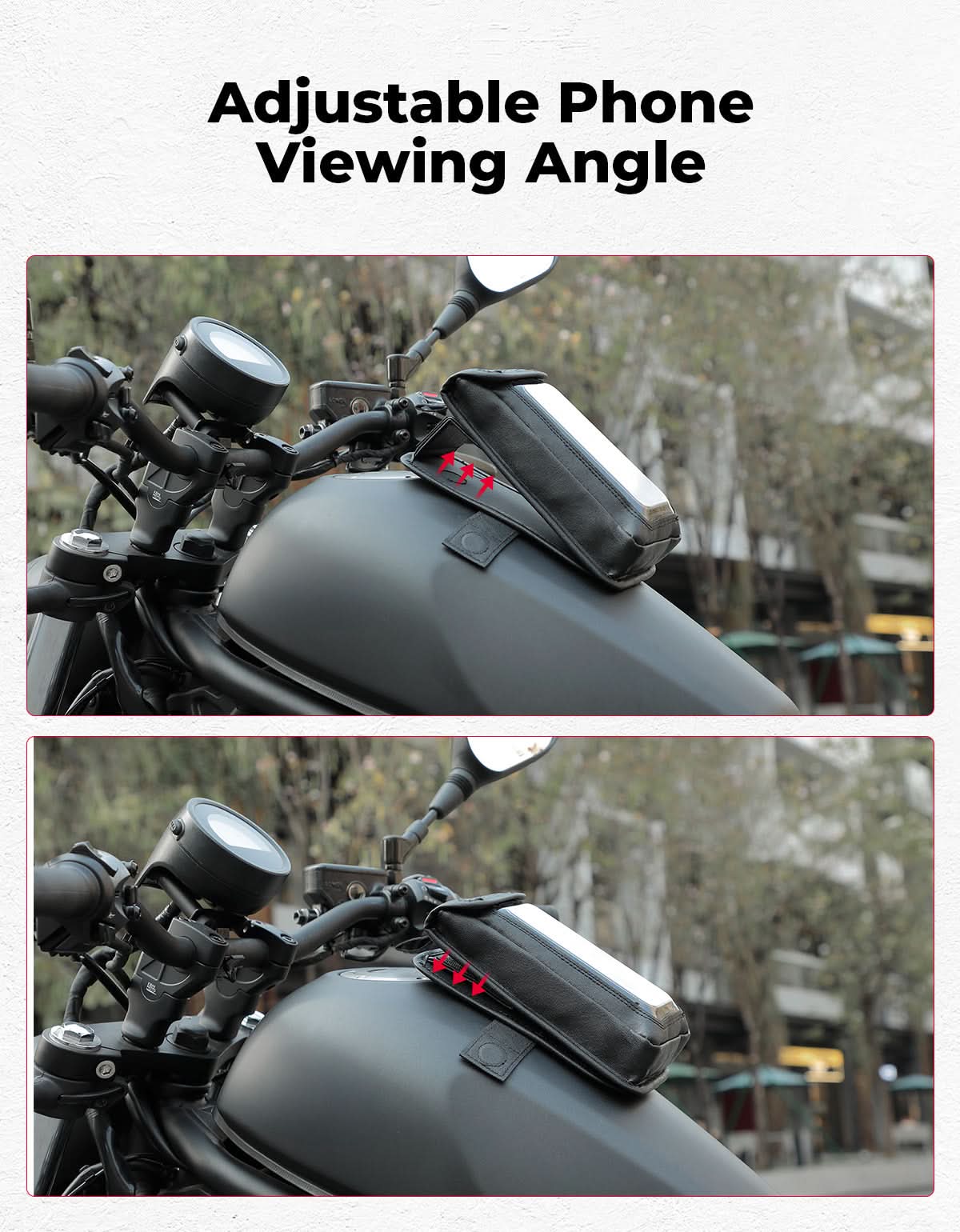 Photo of Magnetic PU Leather Motorcycle Tank Phone Bag, 6.9 Inch by Kemimoto - Premium for UTVs / Side by Sides