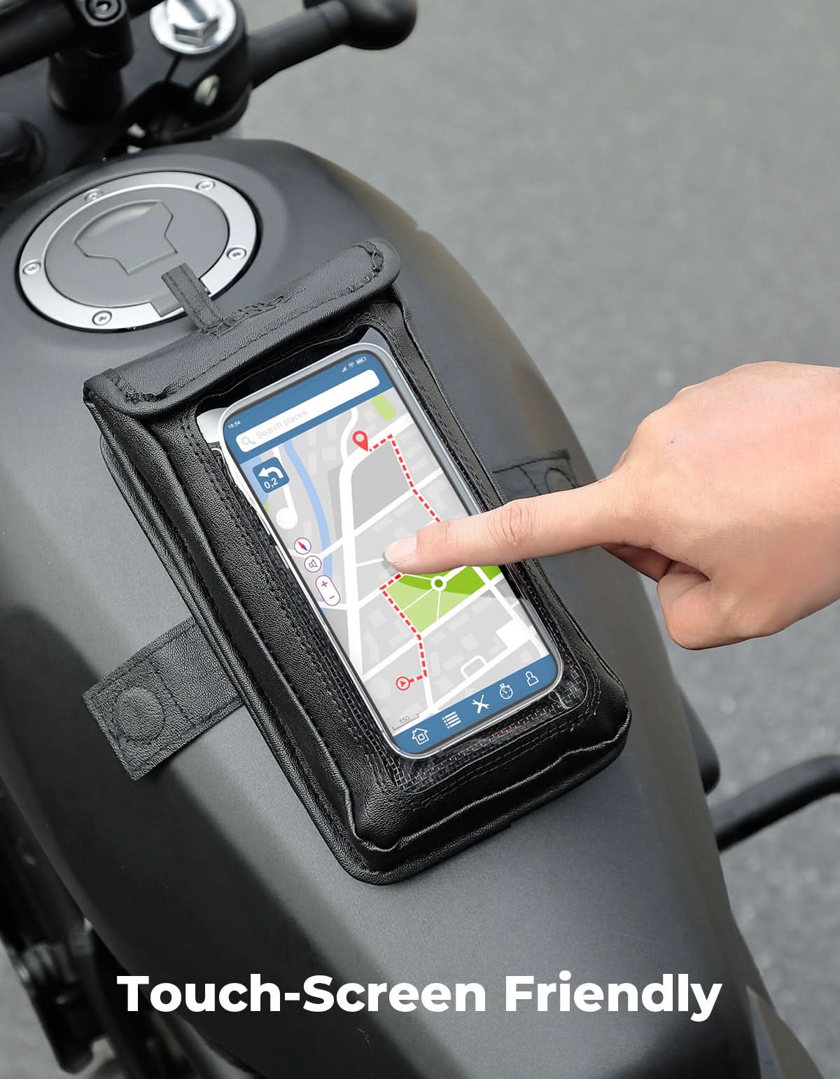 Photo of Magnetic PU Leather Motorcycle Tank Phone Bag, 6.9 Inch by Kemimoto - Premium for UTVs / Side by Sides
