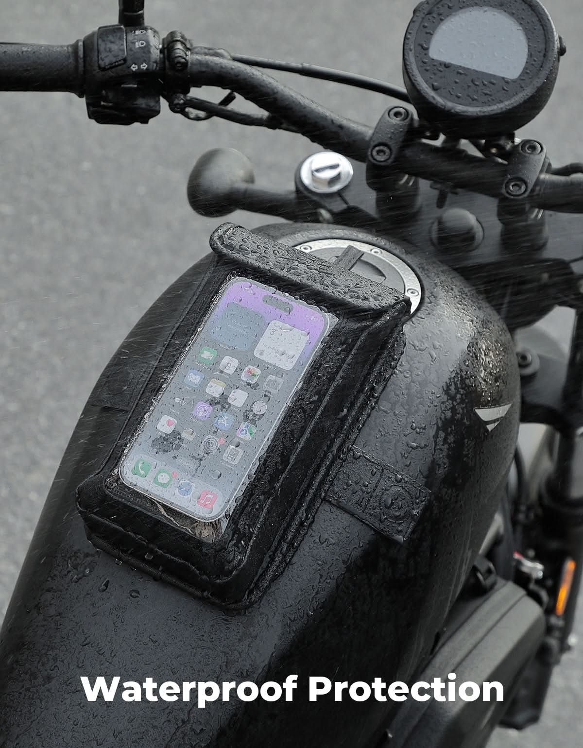 Photo of Magnetic PU Leather Motorcycle Tank Phone Bag, 6.9 Inch by Kemimoto - Premium for UTVs / Side by Sides