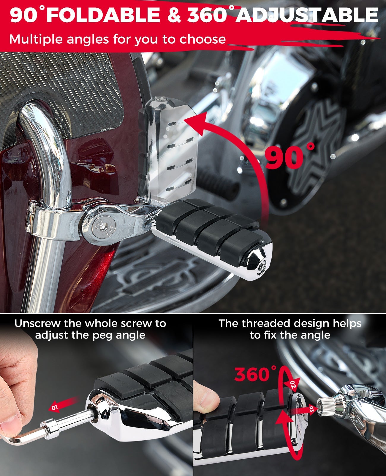 Photo of Motorcycle Highway Pegs, Foot Pegs for Sportster Softail Dyna by Kemimoto - Premium for UTVs / Side by Sides
