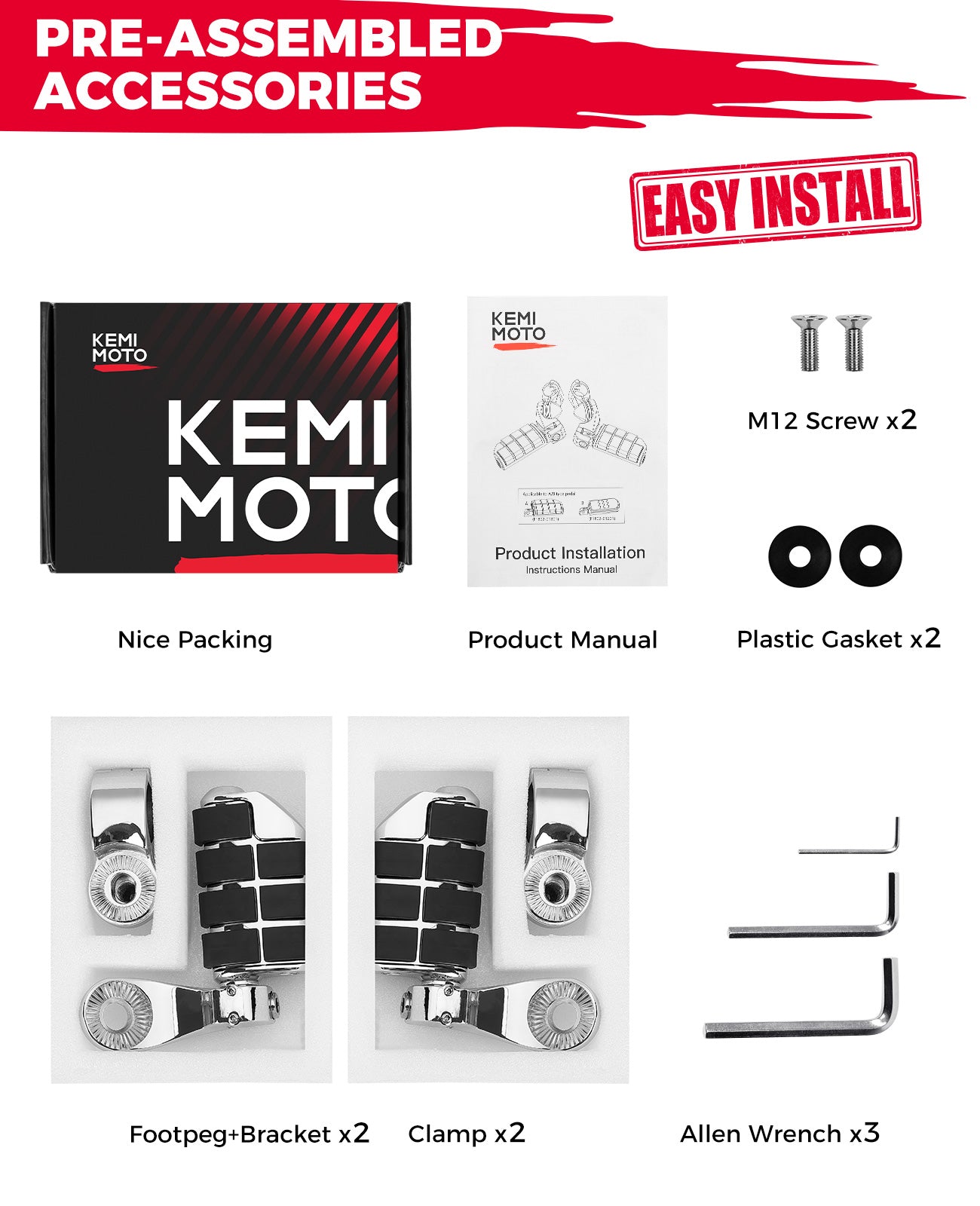 Photo of Motorcycle Highway Pegs, Foot Pegs for Sportster Softail Dyna by Kemimoto - Premium for UTVs / Side by Sides
