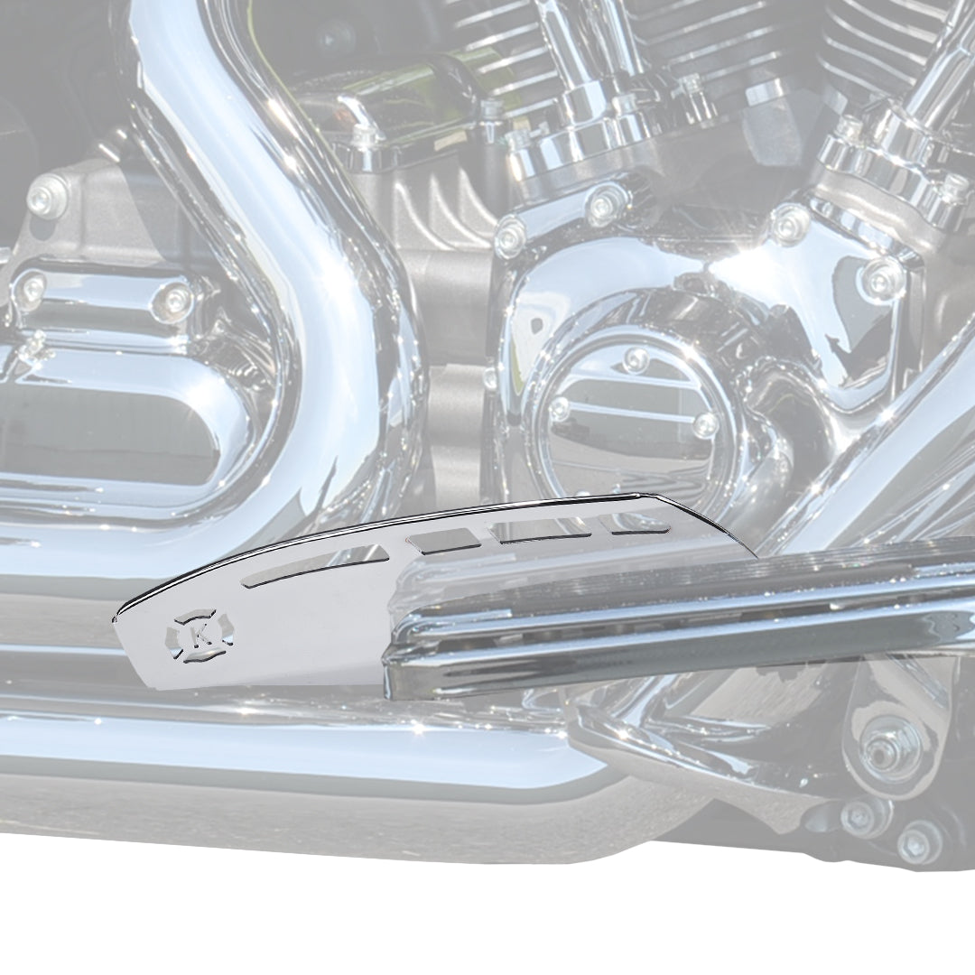 Photo of Motorcycle Rider Footboard Heel Guard, Chrome by Kemimoto - Premium for UTVs / Side by Sides