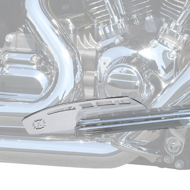 Photo of Motorcycle Rider Footboard Heel Guard, Chrome by Kemimoto - Premium for UTVs / Side by Sides