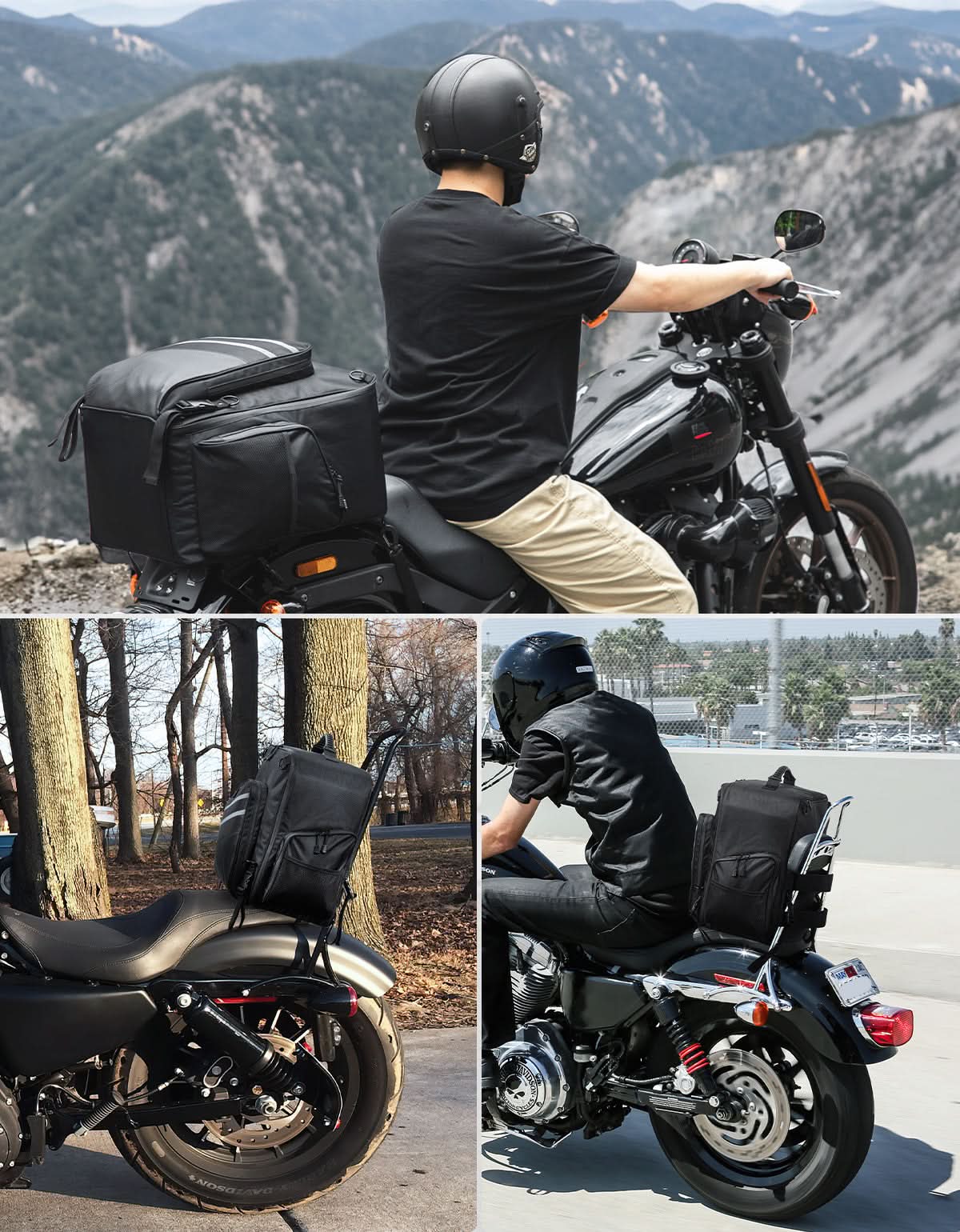 Photo of Motorcycle Sissy Bar Bag, 40LMotorcycle Luggage Rack Tail Bag by Kemimoto - Premium for UTVs / Side by Sides