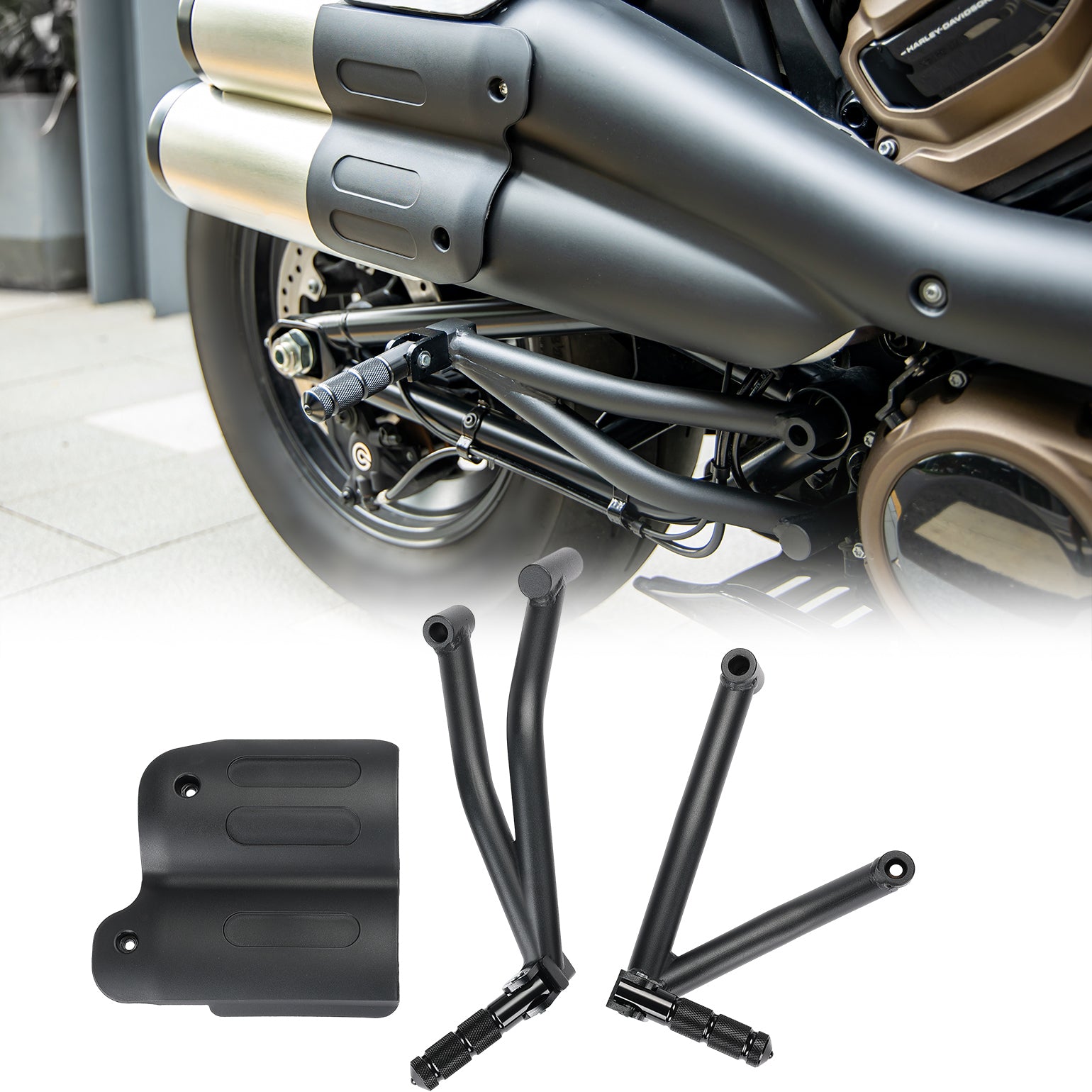 Photo of Passenger Footpeg Mount Kit Black for Sportster S 1250 by Kemimoto - Premium for UTVs / Side by Sides