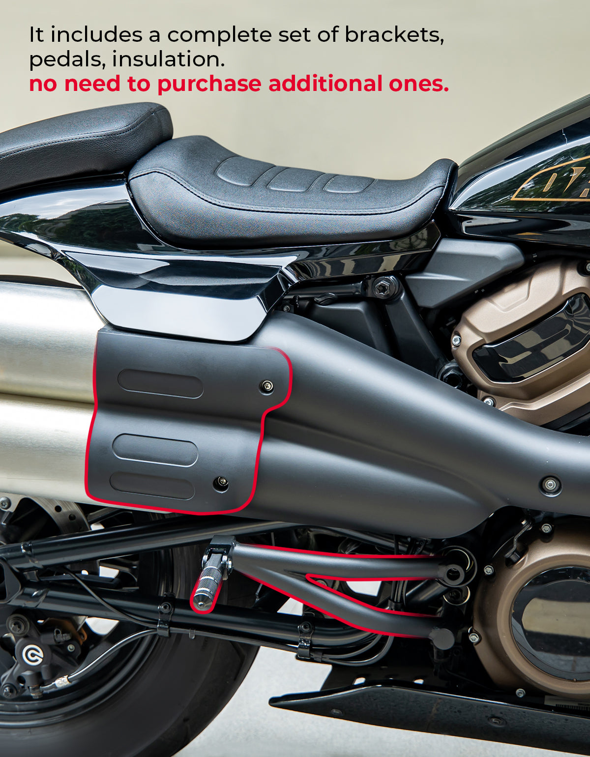 Photo of Passenger Footpeg Mount Kit Black for Sportster S 1250 by Kemimoto - Premium for UTVs / Side by Sides