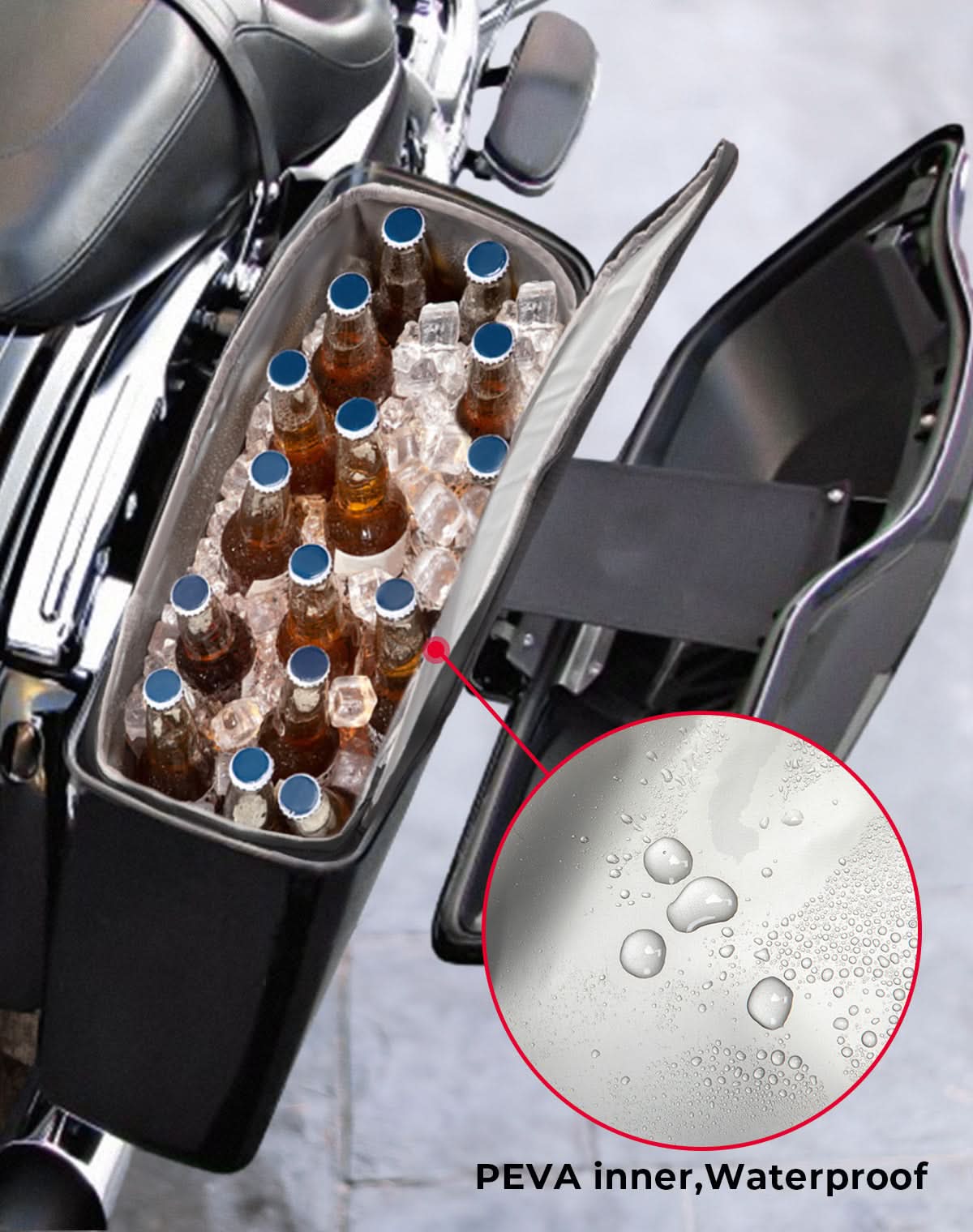 Photo of Upgrade Leakproof Saddlebag Cooler for Touring Road Glide Street Glide Road King by Kemimoto - Premium for UTVs / Side by Sides