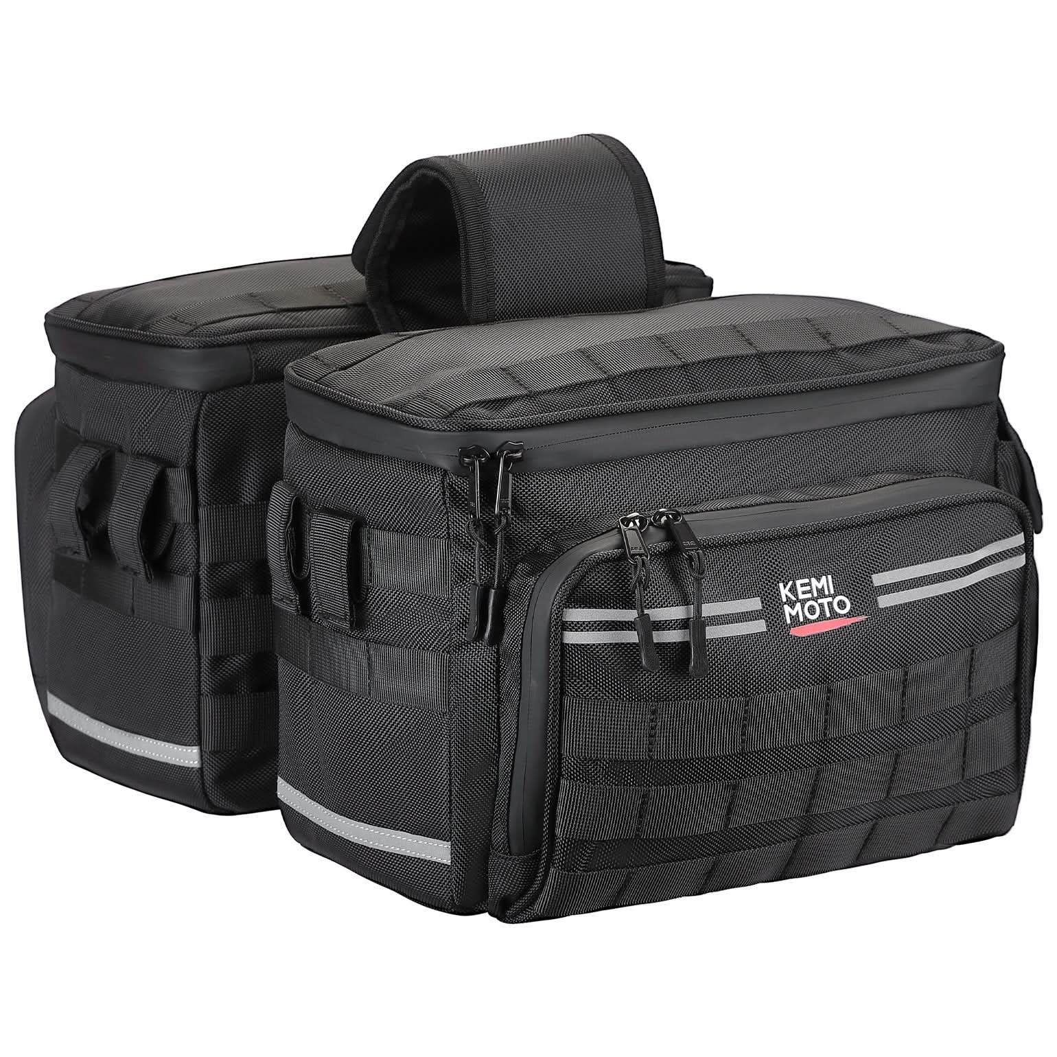 Photo of Motorcycle SaddleBags 15L with Brackets for Softail Dyna Sportster Cruiser by Kemimoto - Premium for UTVs / Side by Sides