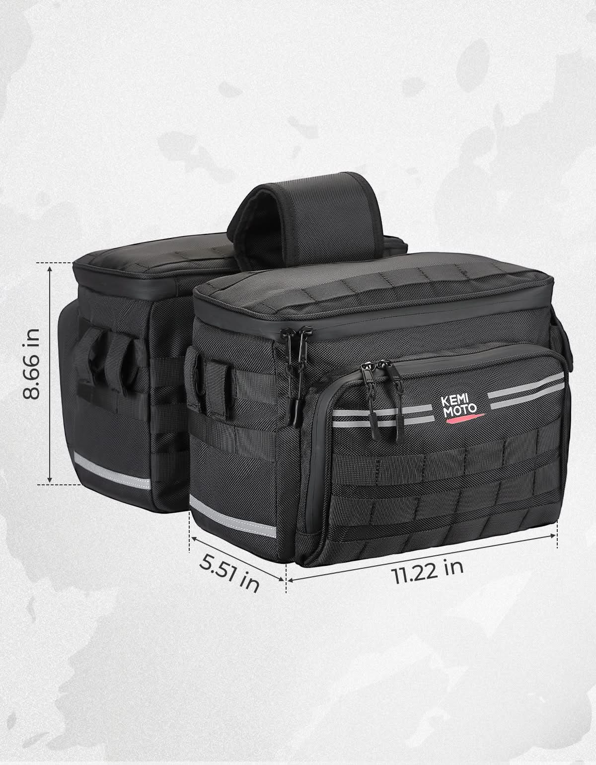 Photo of Motorcycle SaddleBags 15L with Brackets for Softail Dyna Sportster Cruiser by Kemimoto - Premium for UTVs / Side by Sides
