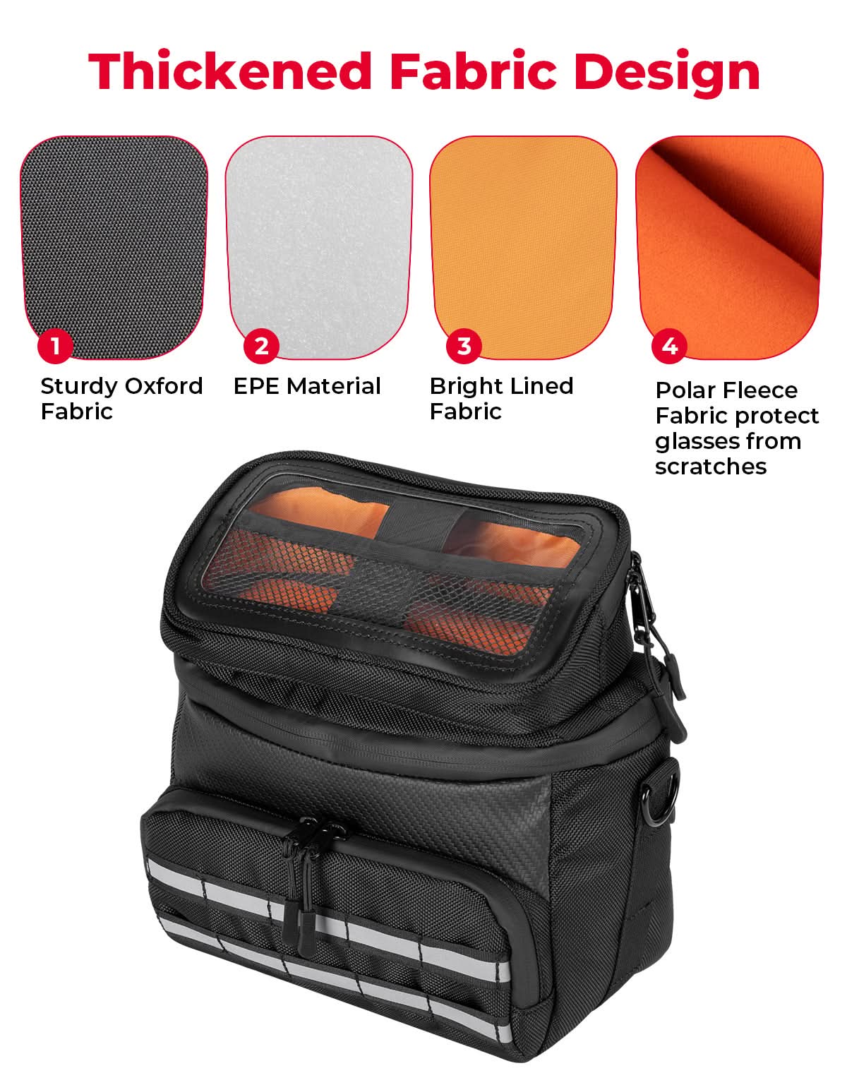 Photo of Motorcycle Handlebar Tool Bag for Cruiser Softail Dyna Sportster by Kemimoto - Premium for UTVs / Side by Sides