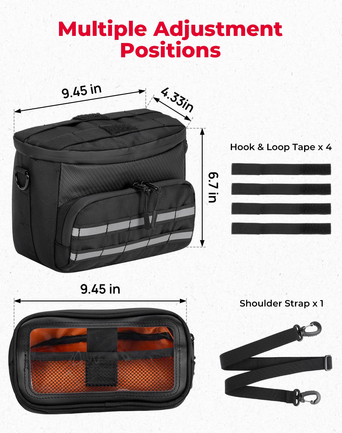 Photo of Motorcycle Handlebar Tool Bag for Cruiser Softail Dyna Sportster by Kemimoto - Premium for UTVs / Side by Sides