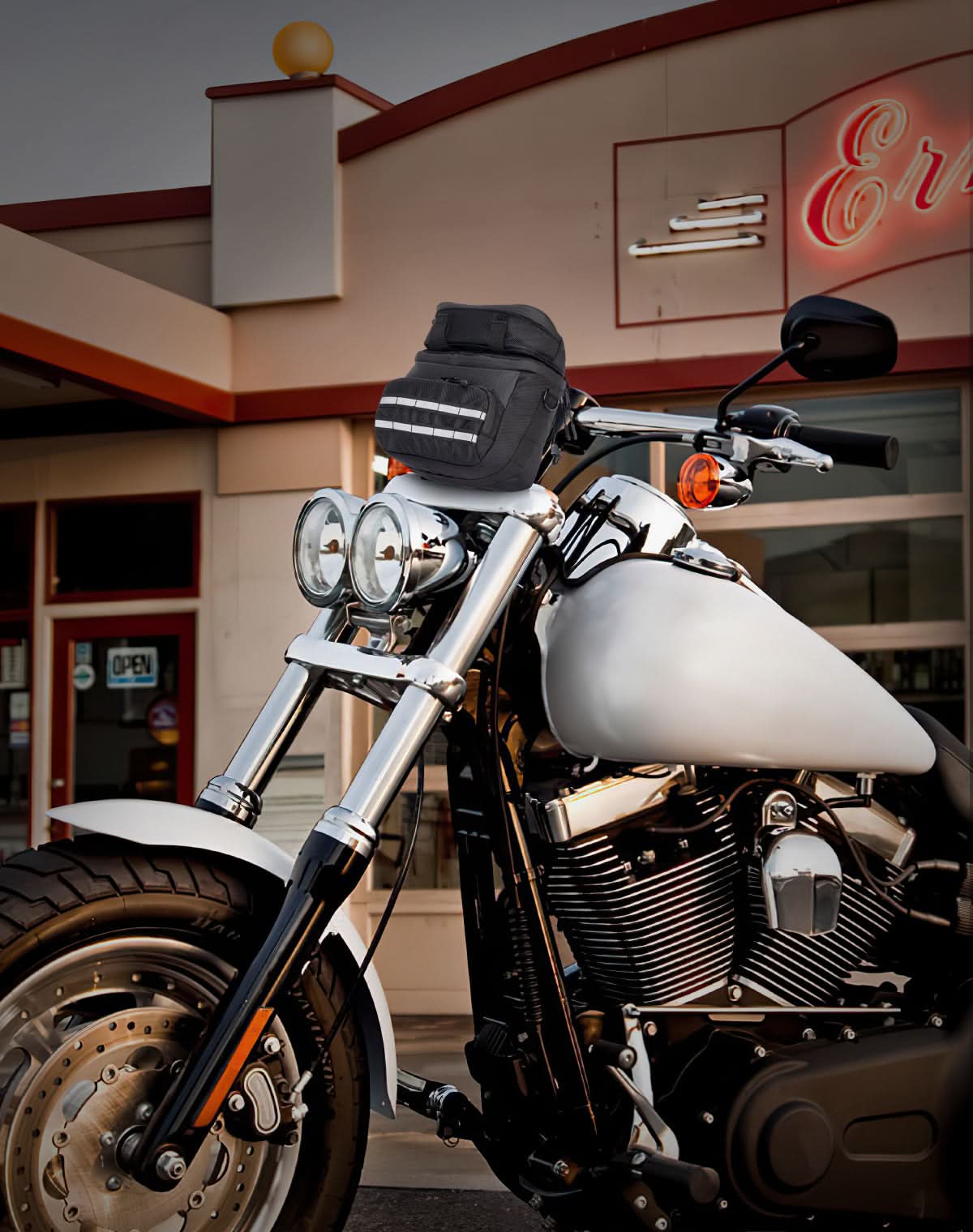 Photo of Motorcycle Handlebar Tool Bag for Cruiser Softail Dyna Sportster by Kemimoto - Premium for UTVs / Side by Sides