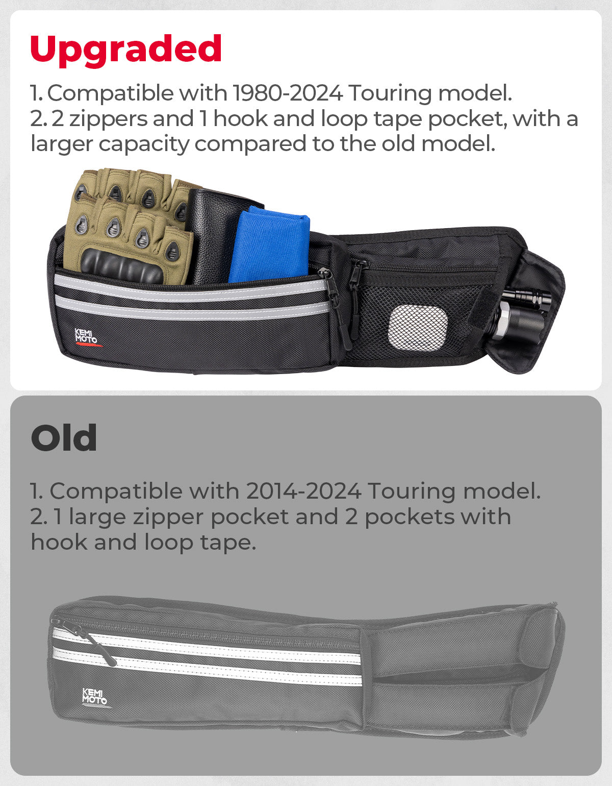 Photo of Upgraded Saddlebag Lid Organizers 2 Pack for Touring Street Glide Road King by Kemimoto - Premium for UTVs / Side by Sides