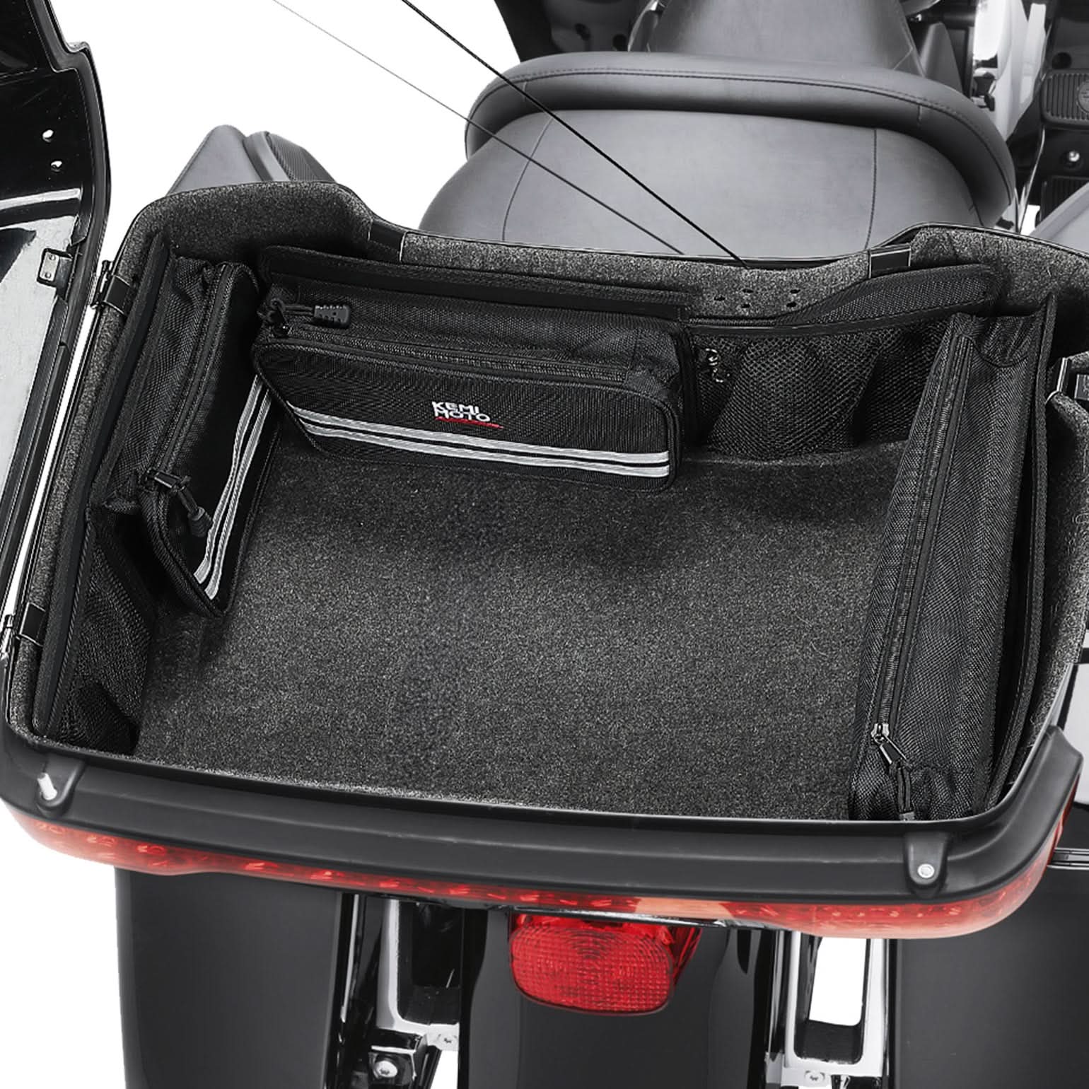 Photo of Upgraded Tour Pack Organizers with Hooks for Touring Street Glide Road King 2014-2025 by Kemimoto - Premium for UTVs / Side by Sides