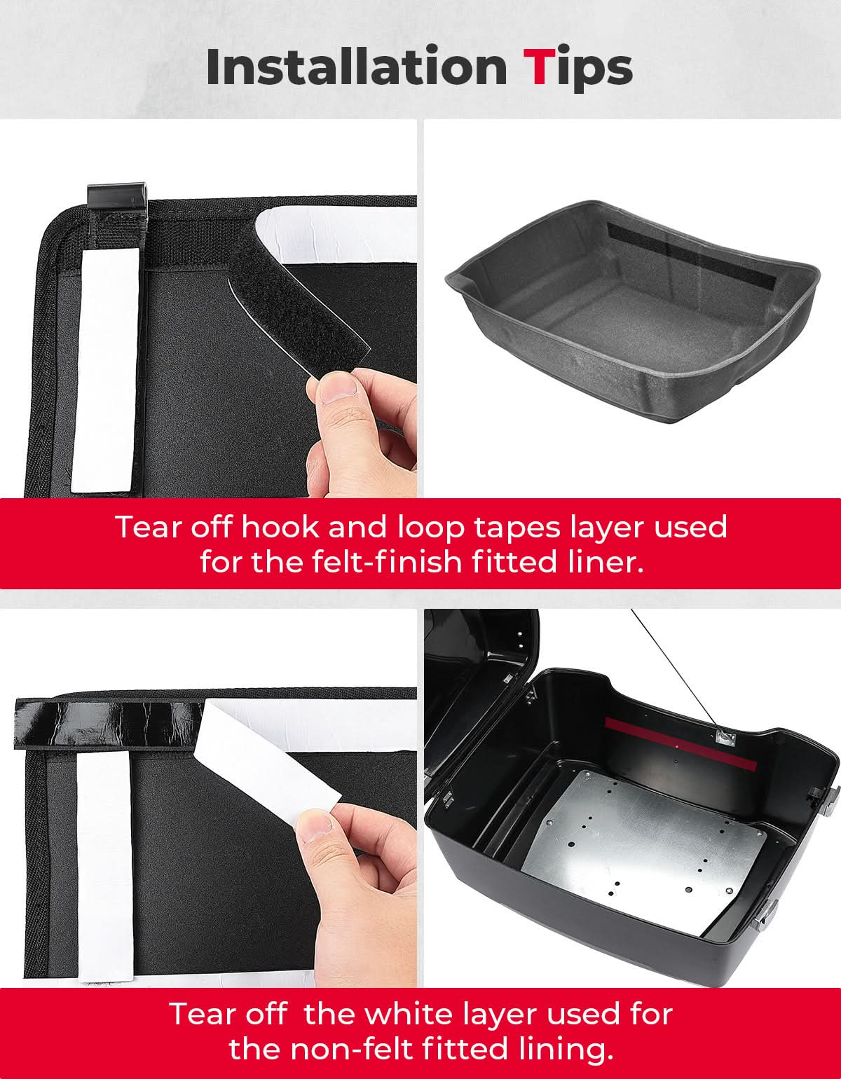 Photo of Upgraded Tour Pack Organizers with Hooks for Touring Street Glide Road King 2014-2025 by Kemimoto - Premium for UTVs / Side by Sides