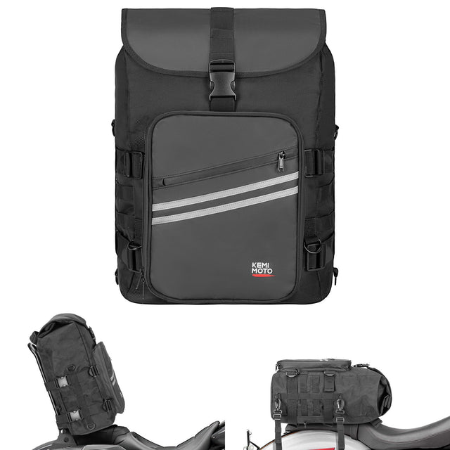 Photo of Motorcycle Sissy Bar Bag 30L Motorcycle Tail Travel Luggage Bag by Kemimoto - Premium for UTVs / Side by Sides