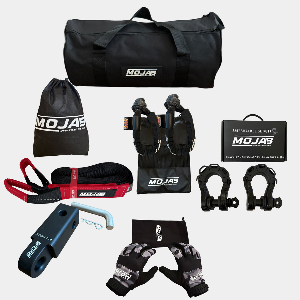Photo of Deluxe Recovery Kit (8 items +3 Storage bags + 1 Velcro Tape) *Lifetime Warranty by MOJAB OFFROAD - Premium for UTVs / Side by Sides