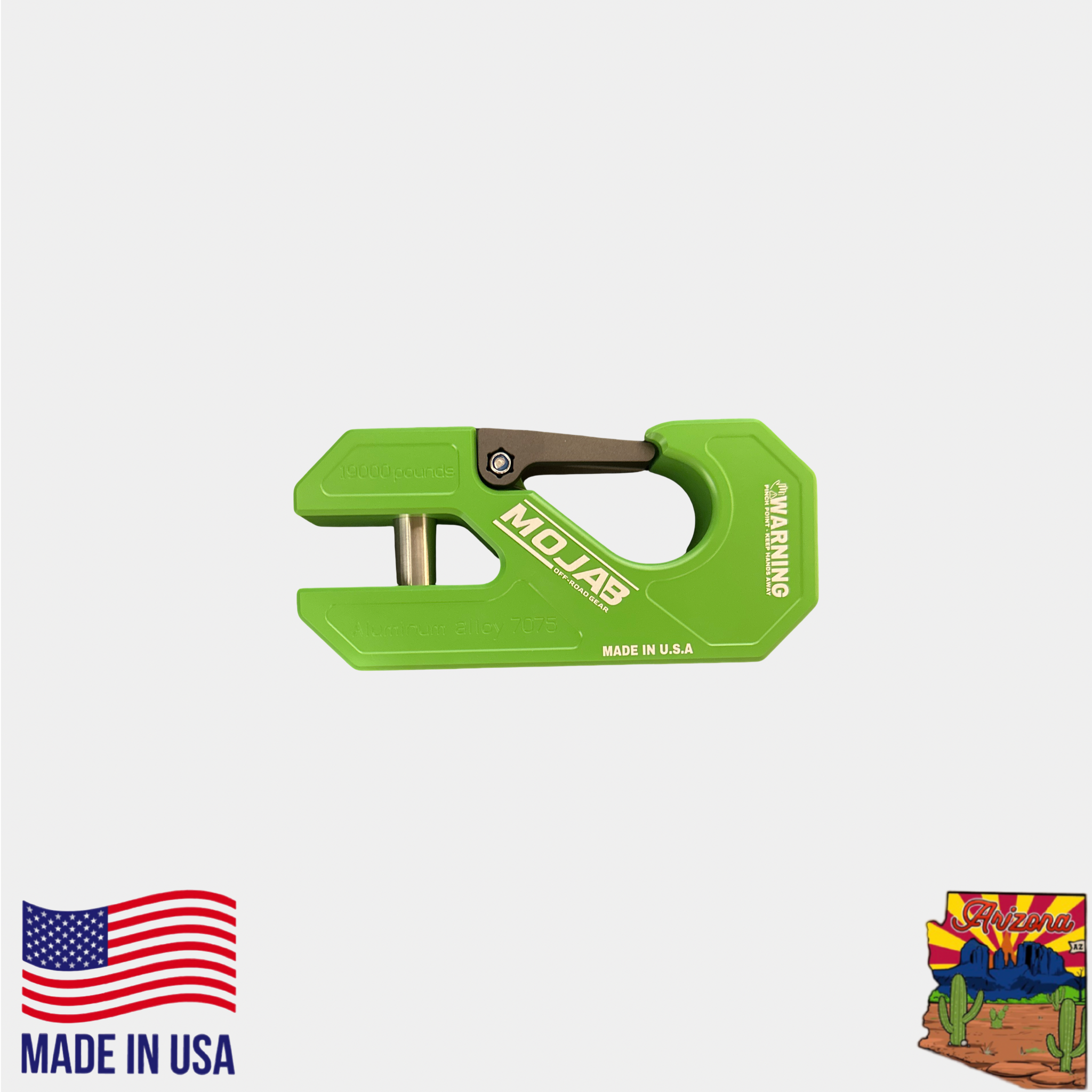 Photo of Aluminum winch shackle, closed latch (LIFE TIME WARRANTY*) by MOJAB OFFROAD - Premium for UTVs / Side by Sides