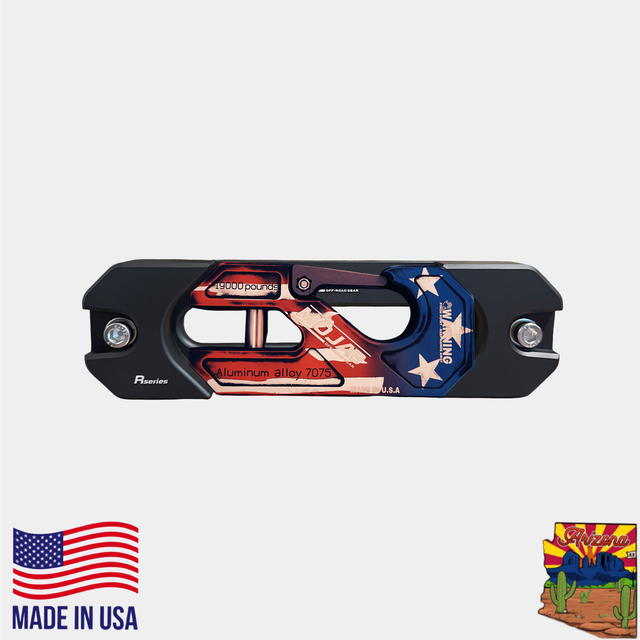 Photo of American Flag Aluminum Recessed Winch Shackle with Fairlead Kit, closed latch (LIFE TIME WARRANTY*) by MOJAB OFFROAD - Premium for UTVs / Side by Sides