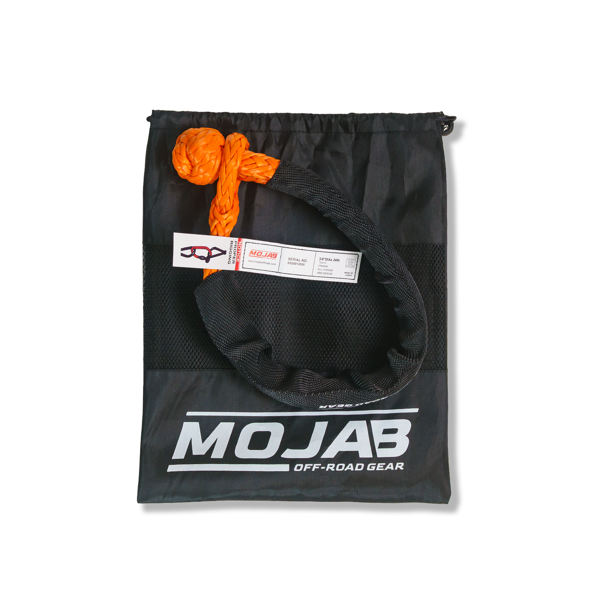 Photo of Soft Shackle 3/8'' x 24” with sleeve and bag (Single Shackle) (Lifetime Warranty) by MOJAB OFFROAD - Premium for UTVs / Side by Sides