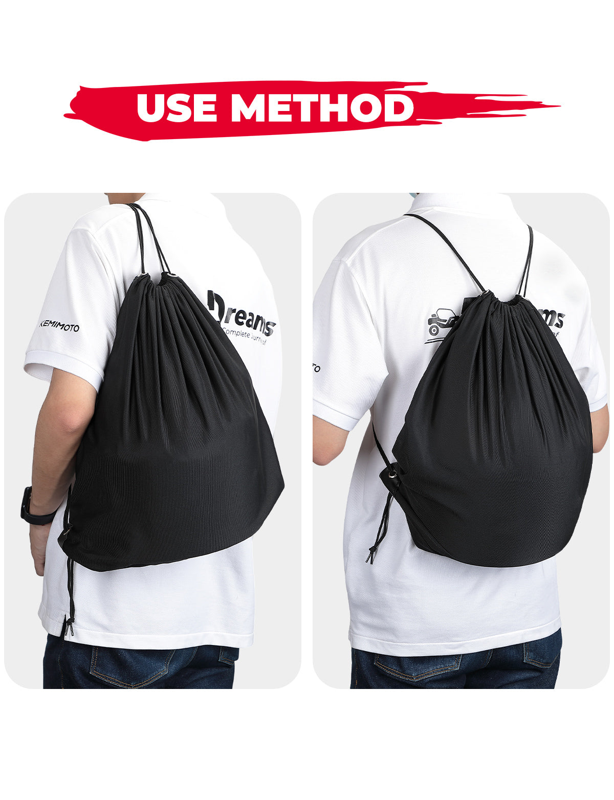 Photo of Motorcycle Lightweight Helmet Bag, Large Capacity by Kemimoto - Premium for UTVs / Side by Sides