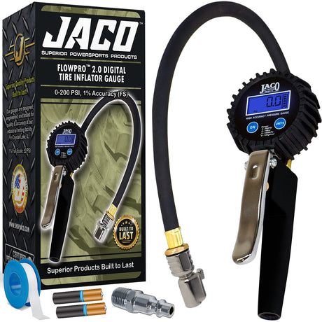 Photo of FlowPro® 2.0 Digital Tire Inflator with Pressure Gauge - 200 PSI by JACO - Premium Tire Inflator Gauge for UTVs / Side by Sides