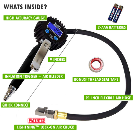 Photo of FlowPro® 2.0 Digital Tire Inflator with Pressure Gauge - 200 PSI by JACO - Premium Tire Inflator Gauge for UTVs / Side by Sides
