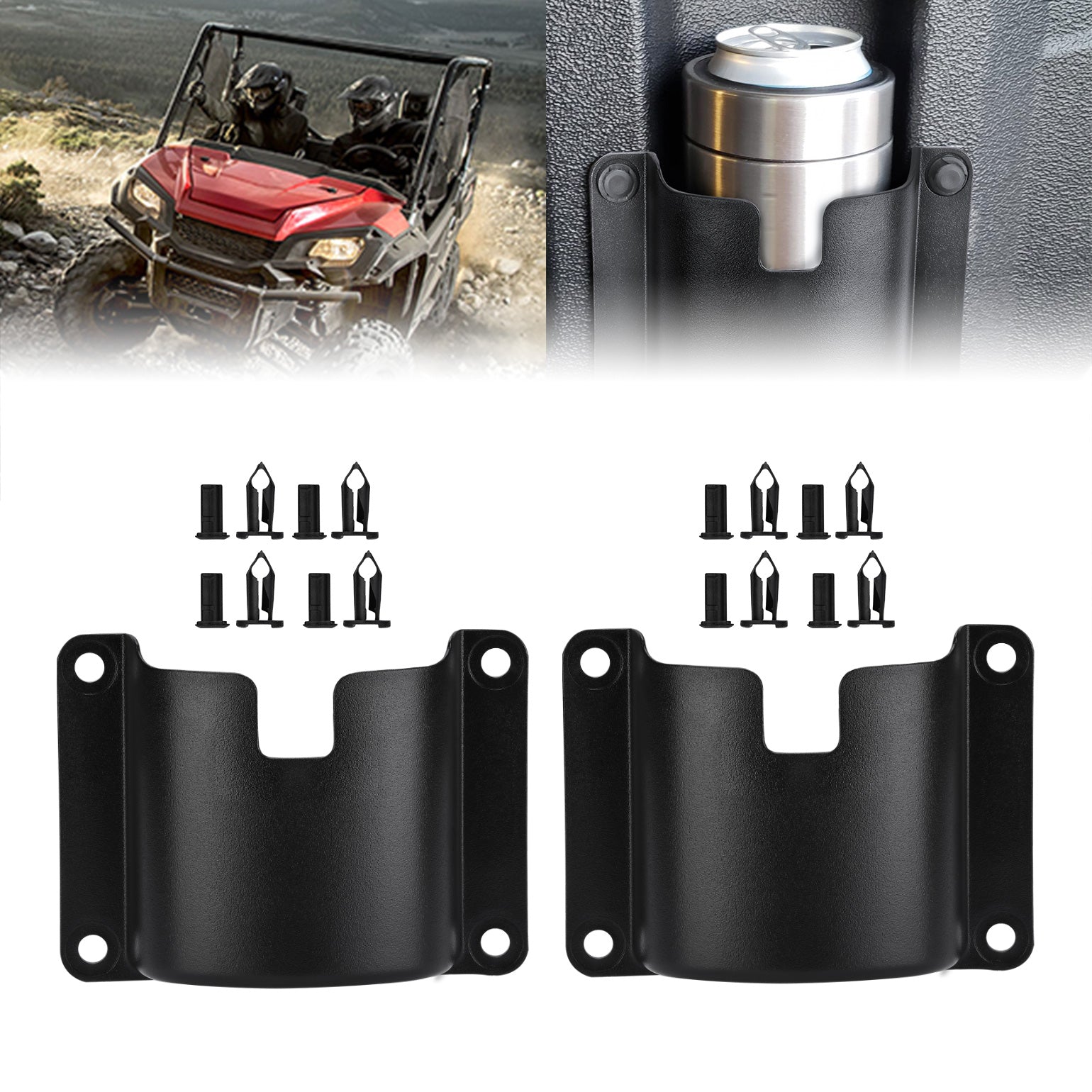 Photo of Kemimoto Drink Cup Holder Door Mount for Honda Pioneer 700-4/1000-5 by Kemimoto - Premium for UTVs / Side by Sides