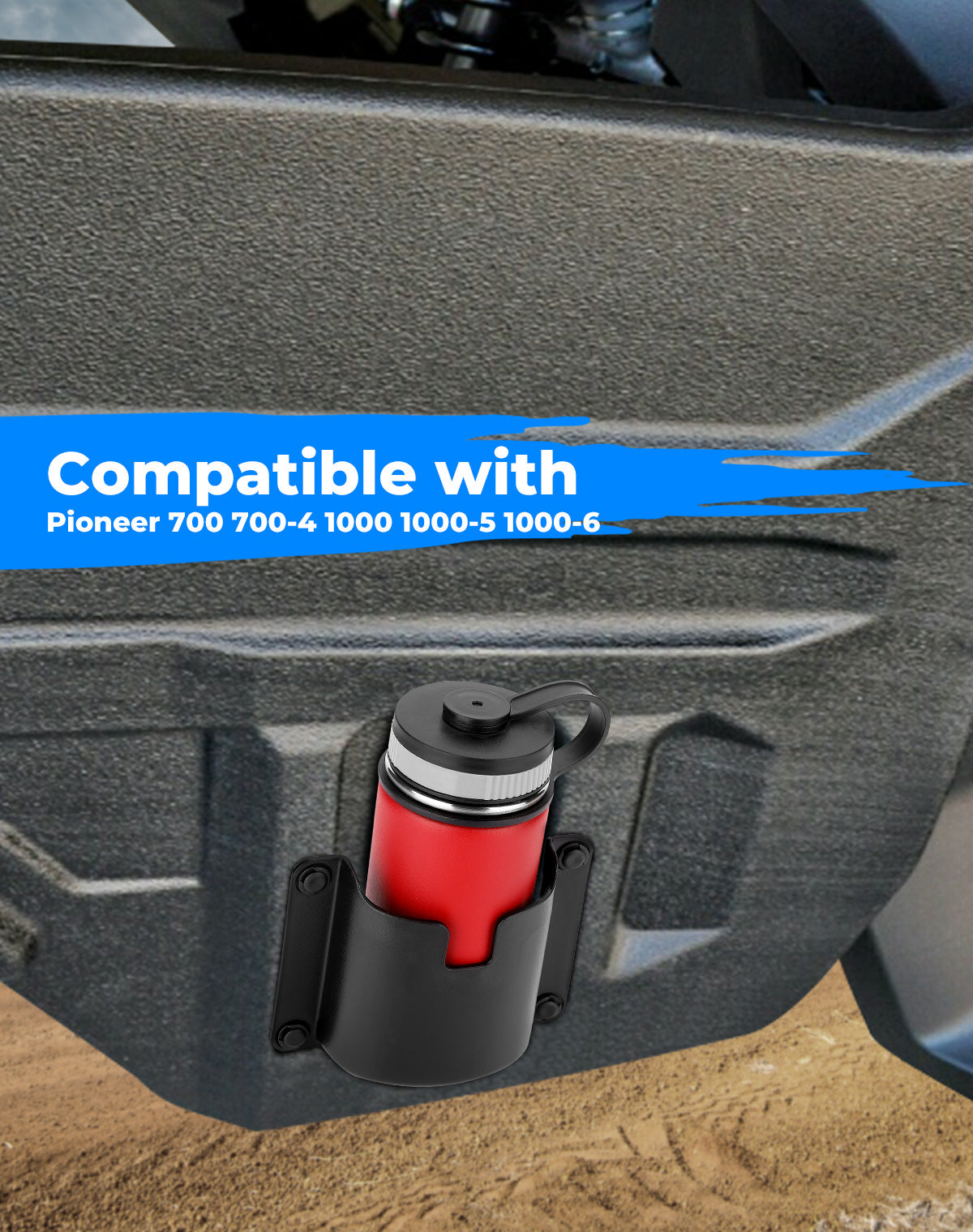 Photo of Kemimoto Drink Cup Holder Door Mount for Honda Pioneer 700-4/1000-5 by Kemimoto - Premium for UTVs / Side by Sides