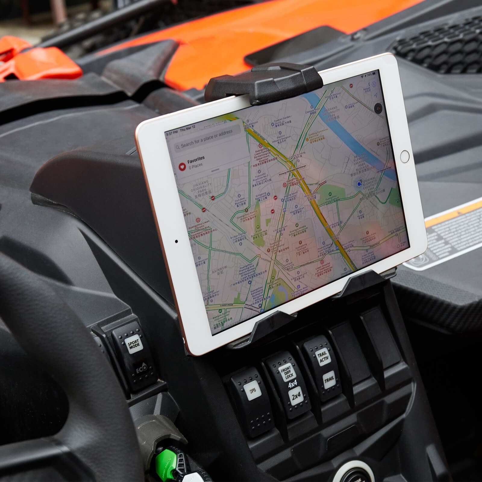 Photo of Tablet Holder & Storage Bag for Can-Am Maverick X3 by Kemimoto - Premium for UTVs / Side by Sides