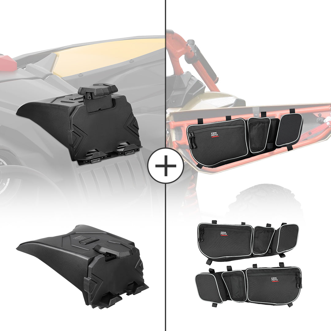 Photo of Tablet Holder & Front Door Strorage Bags for Can-Am Maverick X3 MAX by Kemimoto - Premium for UTVs / Side by Sides