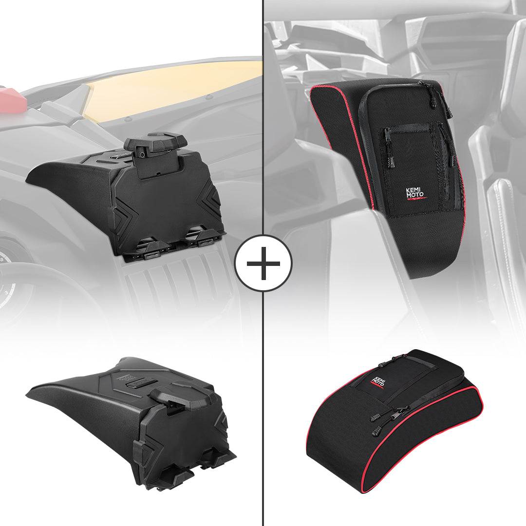 Photo of Tablet Holder & Console Storage Bag for Can-Am Maverick X3 by Kemimoto - Premium for UTVs / Side by Sides