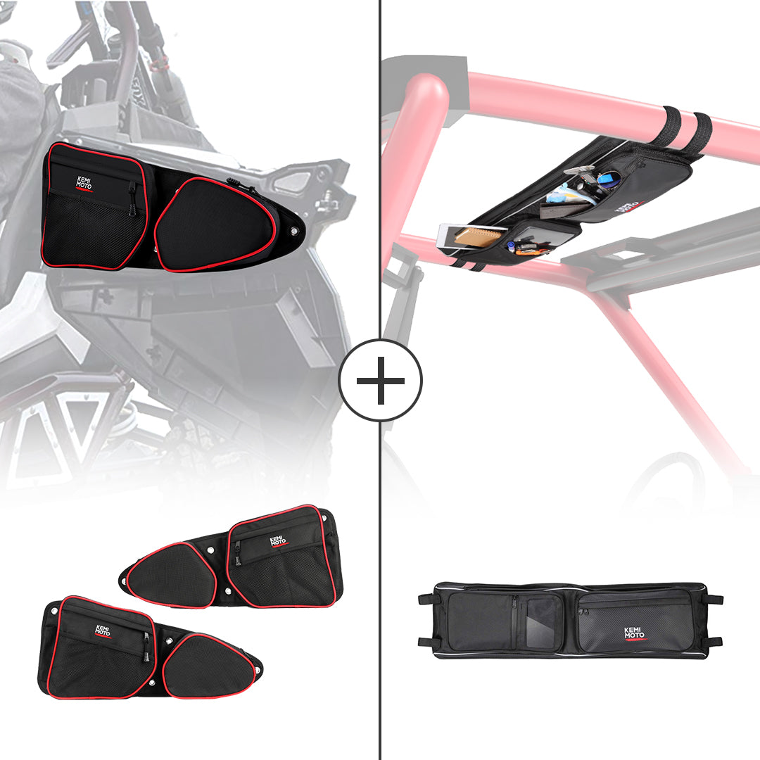 Photo of Kemimoto Front Side Door Bags and Roof Overhead Storage Bag for Polaris RZR by Kemimoto - Premium for UTVs / Side by Sides