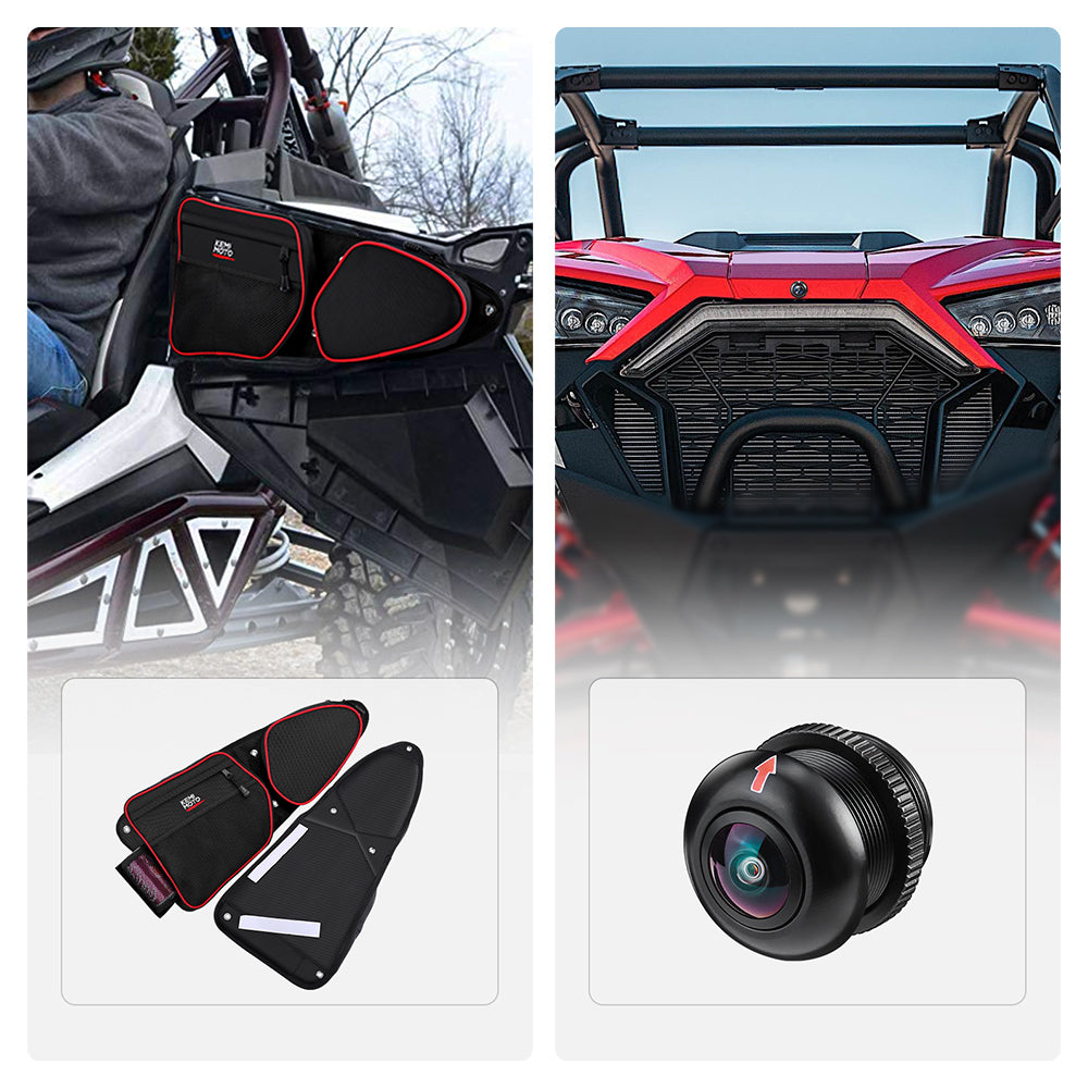 Photo of Kemimoto Front Side Door Bags and Front Camera for Polaris RZR XP 1000 by Kemimoto - Premium for UTVs / Side by Sides