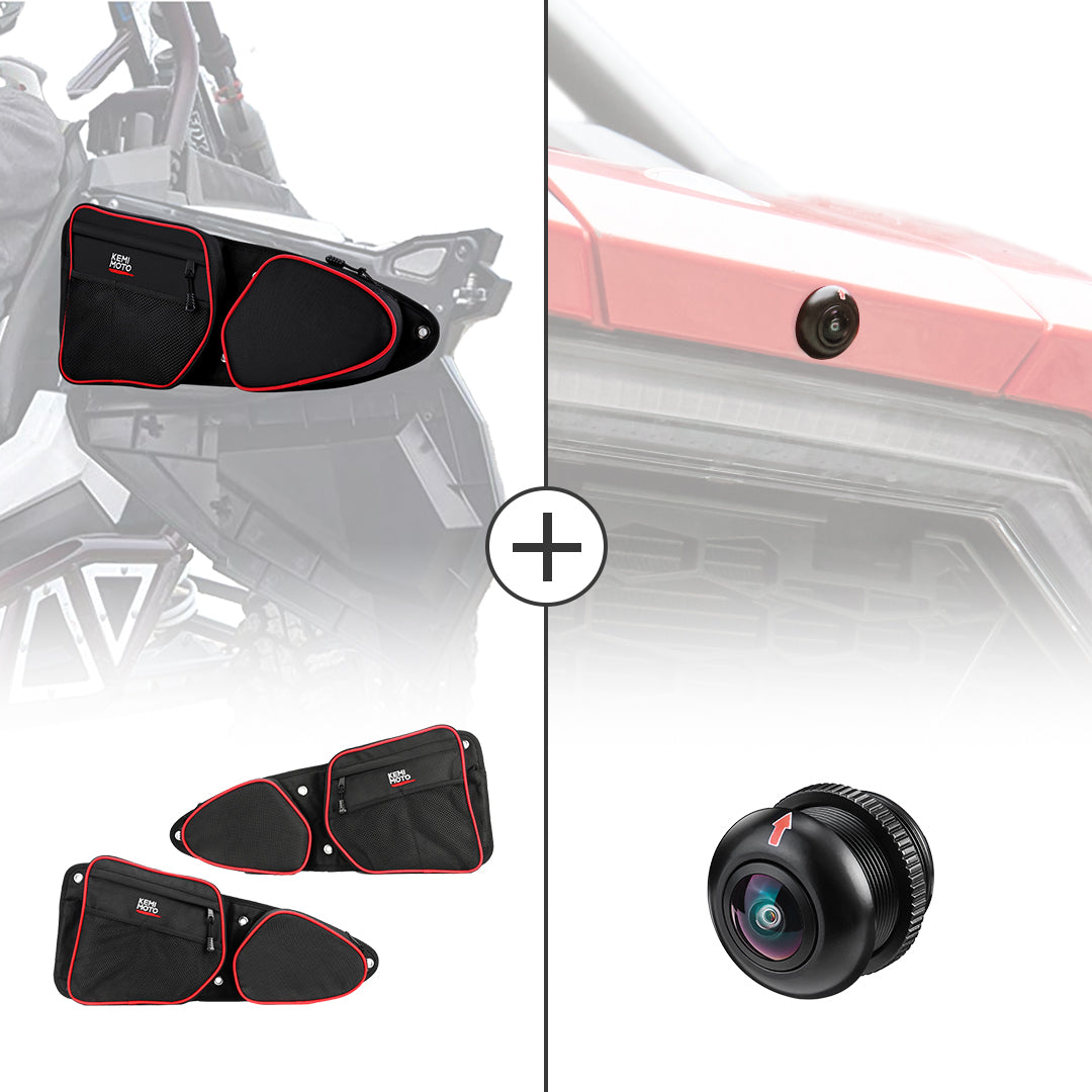 Photo of Kemimoto Front Side Door Bags and Front Camera for Polaris RZR XP 1000 by Kemimoto - Premium for UTVs / Side by Sides