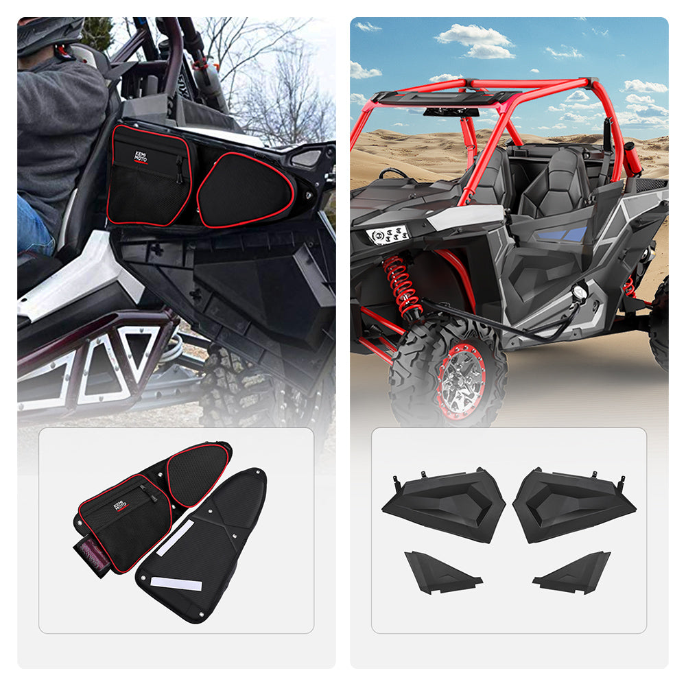 Photo of Kemimoto Front Side Door Bags & Lower Half Door Inserts Panels for Polaris RZR by Kemimoto - Premium for UTVs / Side by Sides