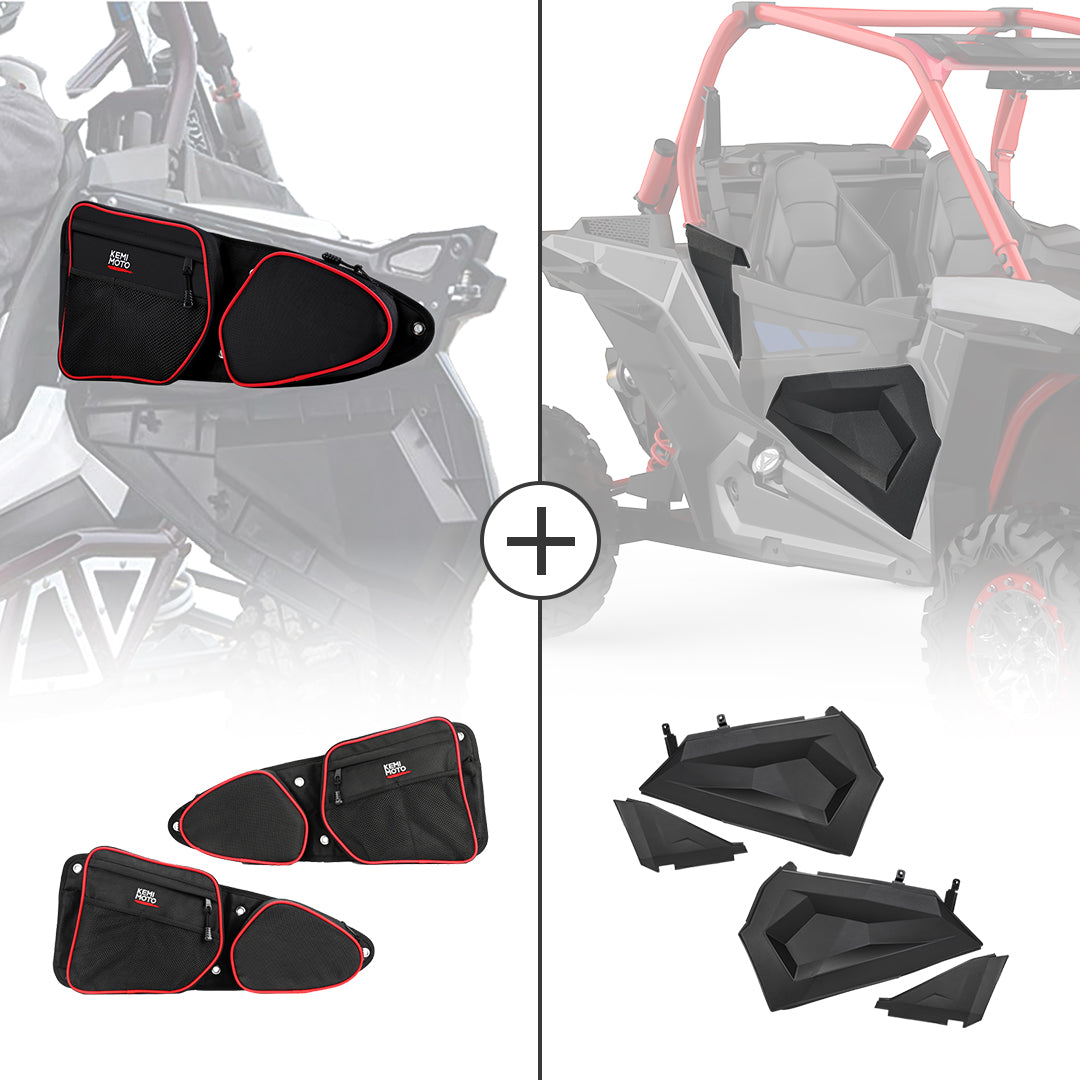 Photo of Kemimoto Front Side Door Bags & Lower Half Door Inserts Panels for Polaris RZR by Kemimoto - Premium for UTVs / Side by Sides