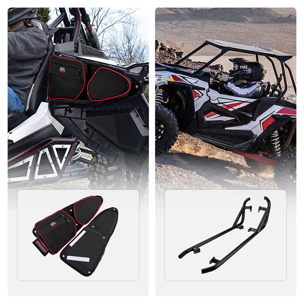 Photo of Front Door Side Door Bags & Side Nerf Bars Rock Sliders for Polaris RZR by Kemimoto - Premium for UTVs / Side by Sides
