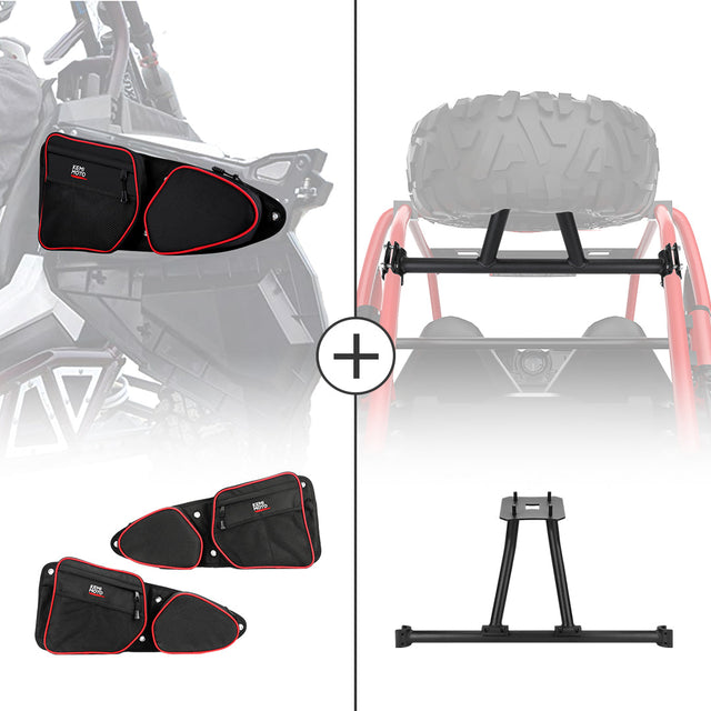 Photo of Kemimoto Front Side Door Bags and Spare Tire Carrier Mount for Polaris RZR by Kemimoto - Premium for UTVs / Side by Sides