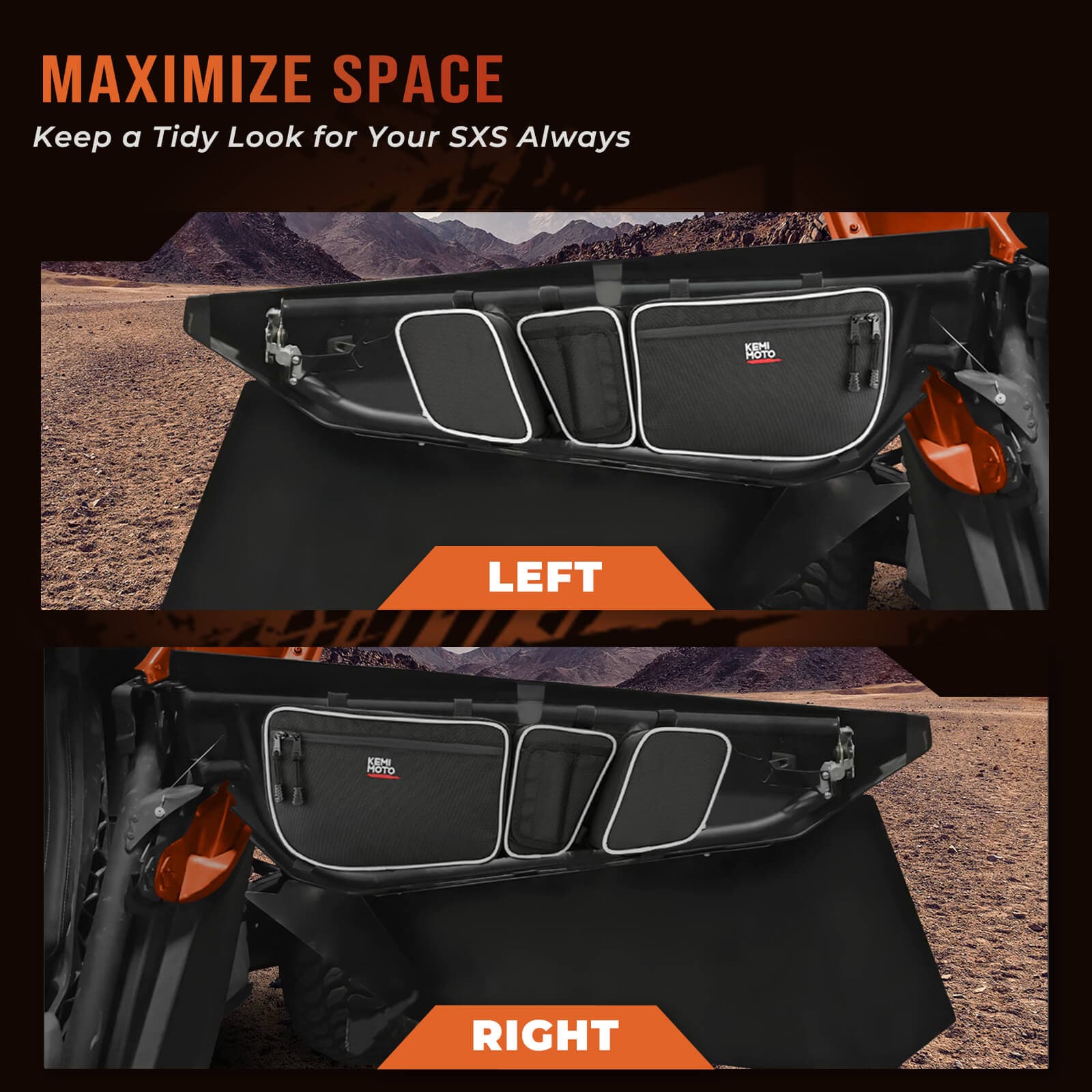 Photo of Tablet Holder & Front Door Strorage Bags for Can-Am Maverick X3 MAX by Kemimoto - Premium for UTVs / Side by Sides