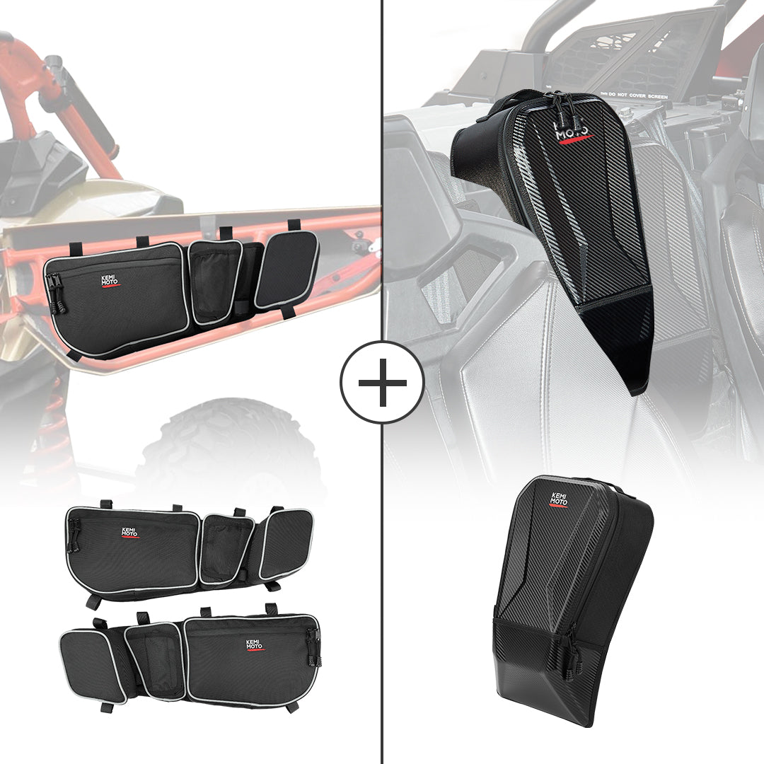 Photo of Kemimoto Front Door Bags & Center Storage Bag for Can-Am Maverick X3 by Kemimoto - Premium for UTVs / Side by Sides