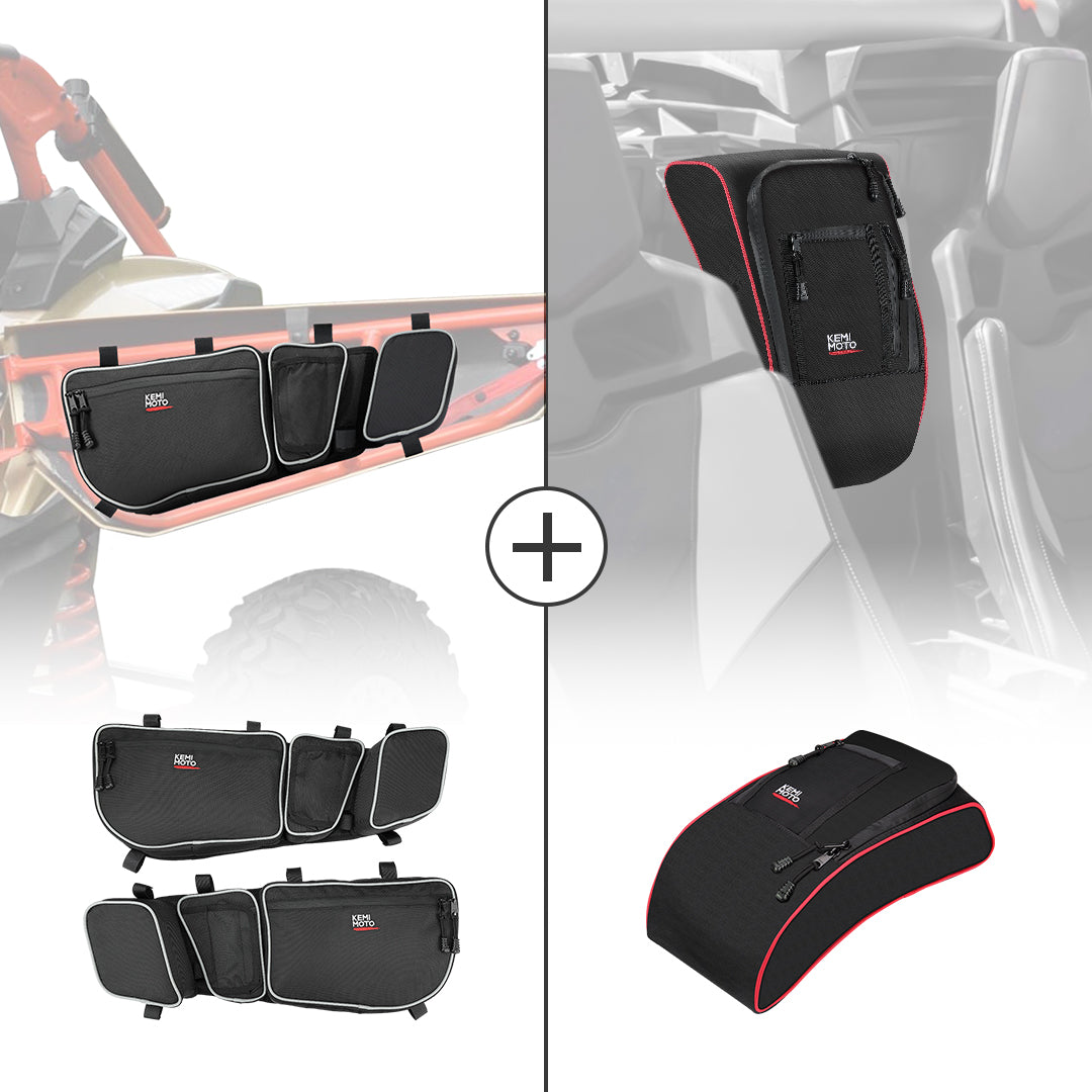 Photo of Kemimoto Door Bags ＆ Center Bag for Can Am Maverick X3/MAX by Kemimoto - Premium for UTVs / Side by Sides