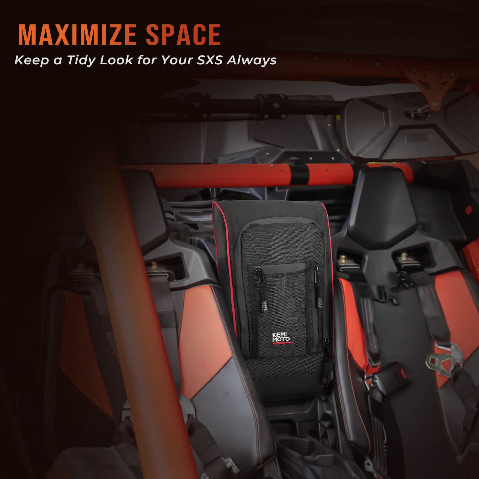 Photo of Tablet Holder & Console Storage Bag for Can-Am Maverick X3 by Kemimoto - Premium for UTVs / Side by Sides