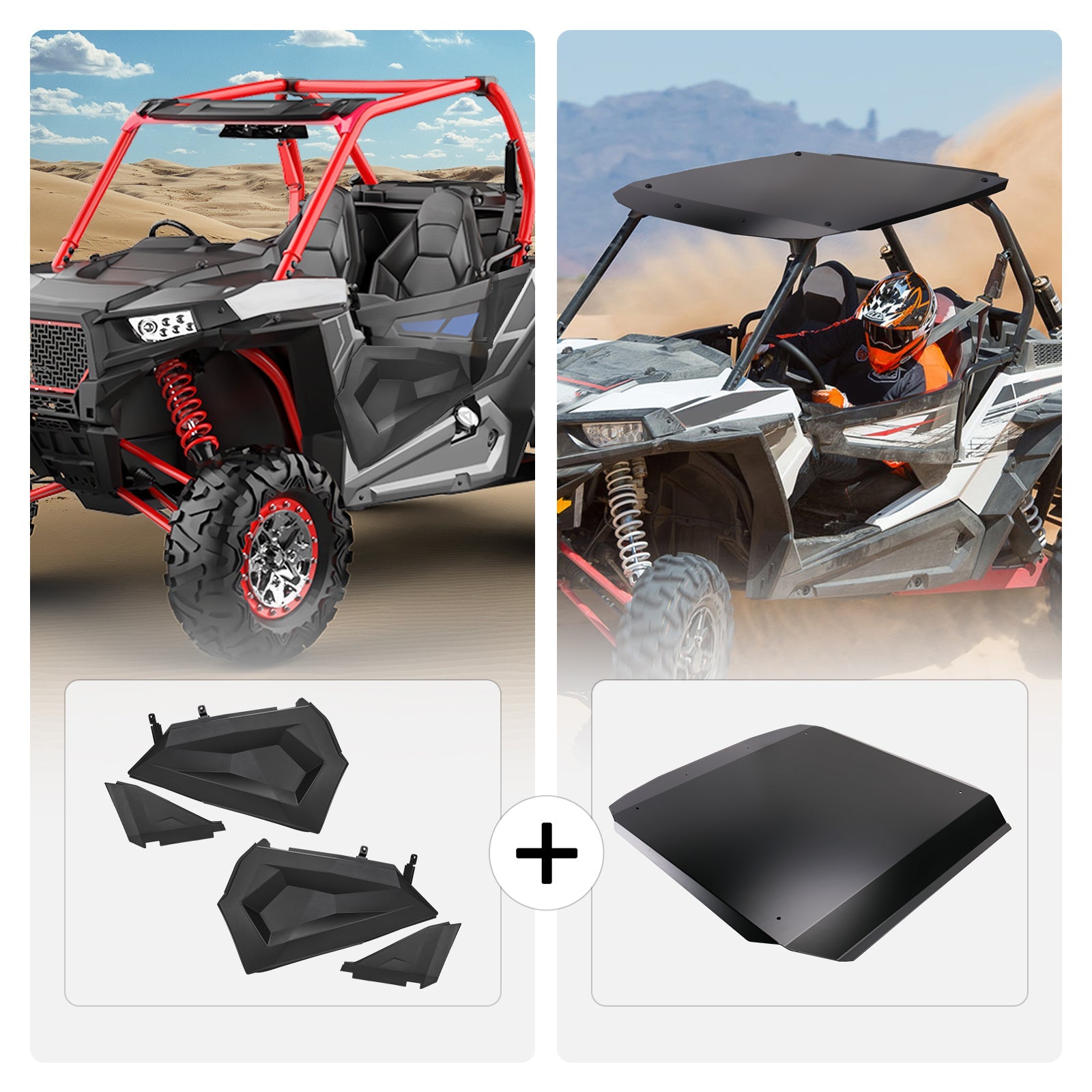 Photo of Lower Half Doors and Aluminum Roof for Polaris RZR by Kemimoto - Premium for UTVs / Side by Sides