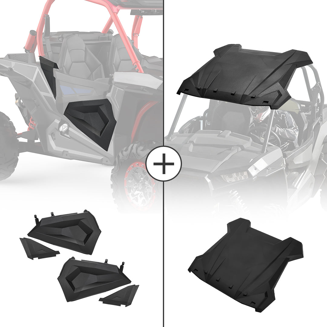 Photo of Lower Half Door Inserts Panels & Sport Roof Top for Polaris RZR by Kemimoto - Premium for UTVs / Side by Sides