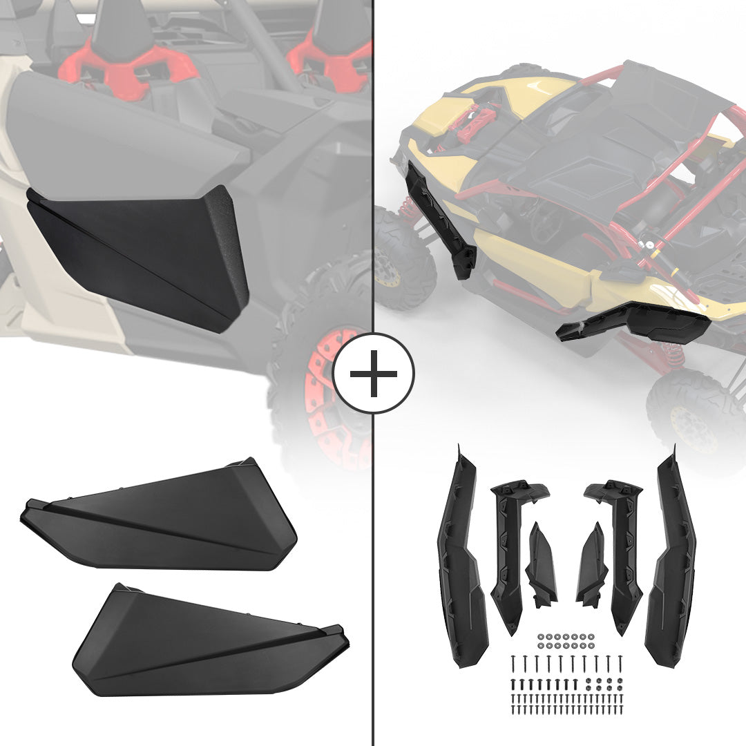 Photo of Front Lower Door Inserts & Mud Fender Flares for Can-Am Maverick X3 by Kemimoto - Premium for UTVs / Side by Sides