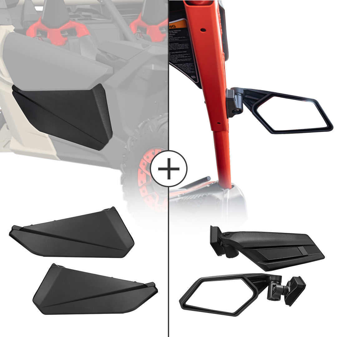 Photo of Kemimoto Front Lower Door Inserts & UTV Side View Mirror For Can-Am Maverick X3 by Kemimoto - Premium for UTVs / Side by Sides