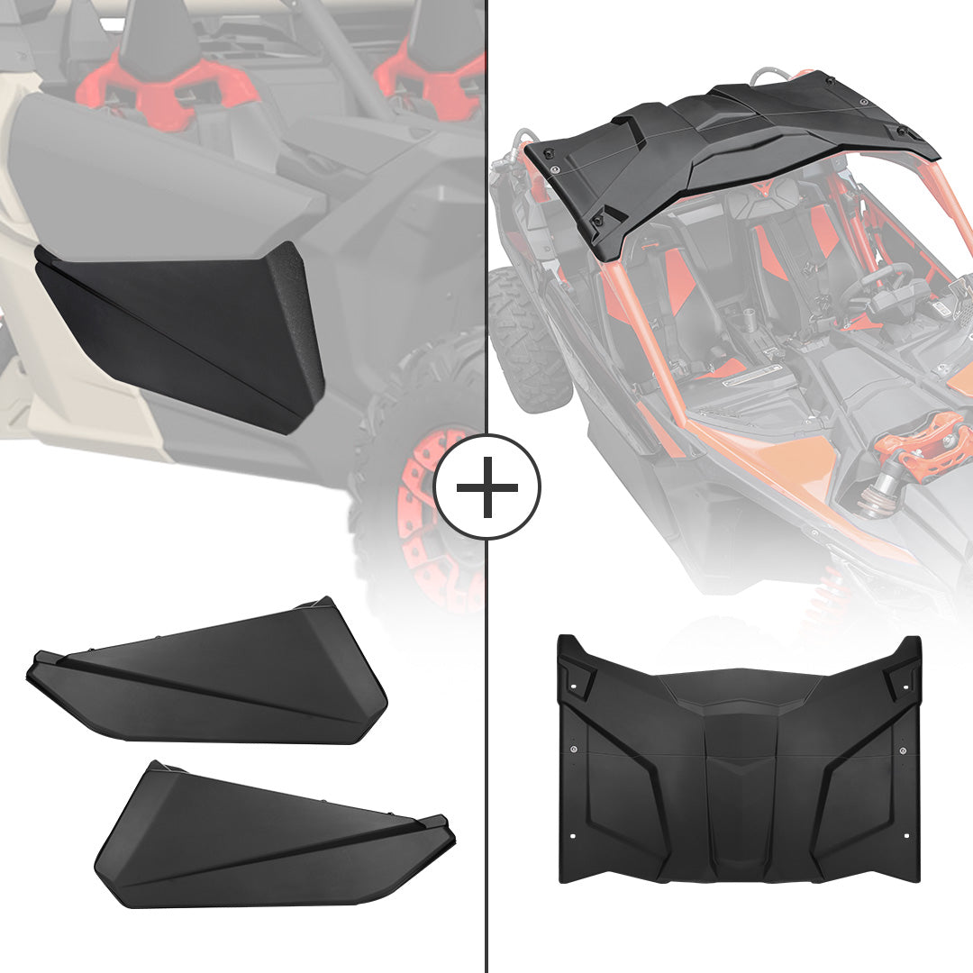 Photo of Kemimoto Front Lower Door Inserts & Plastic Roof For Can-Am Maverick X3 by Kemimoto - Premium for UTVs / Side by Sides