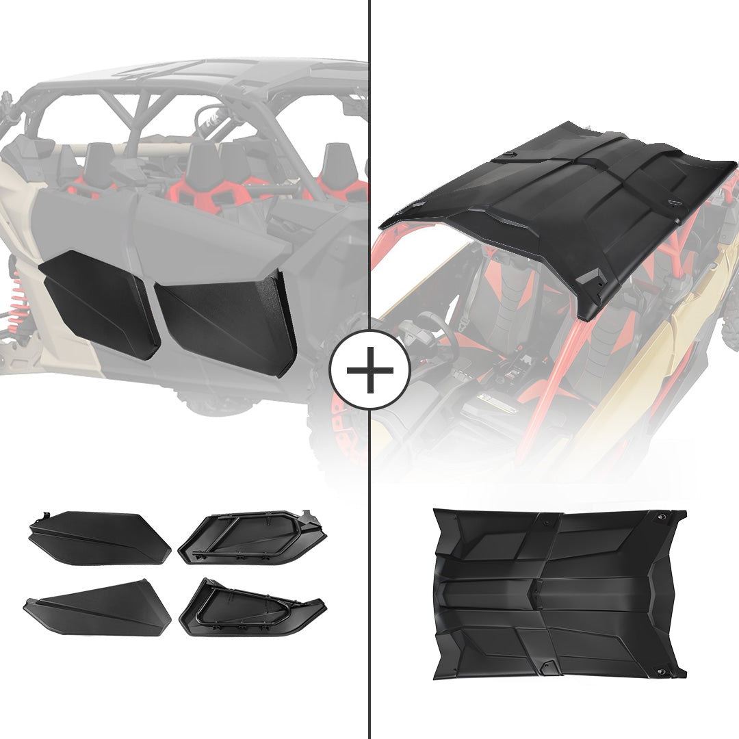 Photo of Lower Doors Panels Kit & Hard Roof For Can-Am Maverick X3 MAX by Kemimoto - Premium for UTVs / Side by Sides